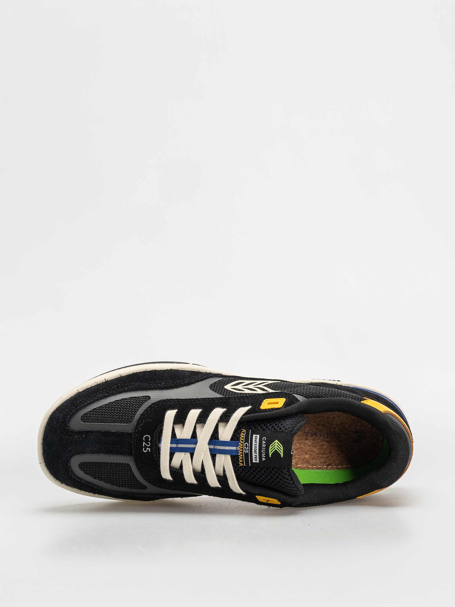 Cariuma Skategoat C25 Pro Schuhe (black suede and mesh ivory logo yellow)