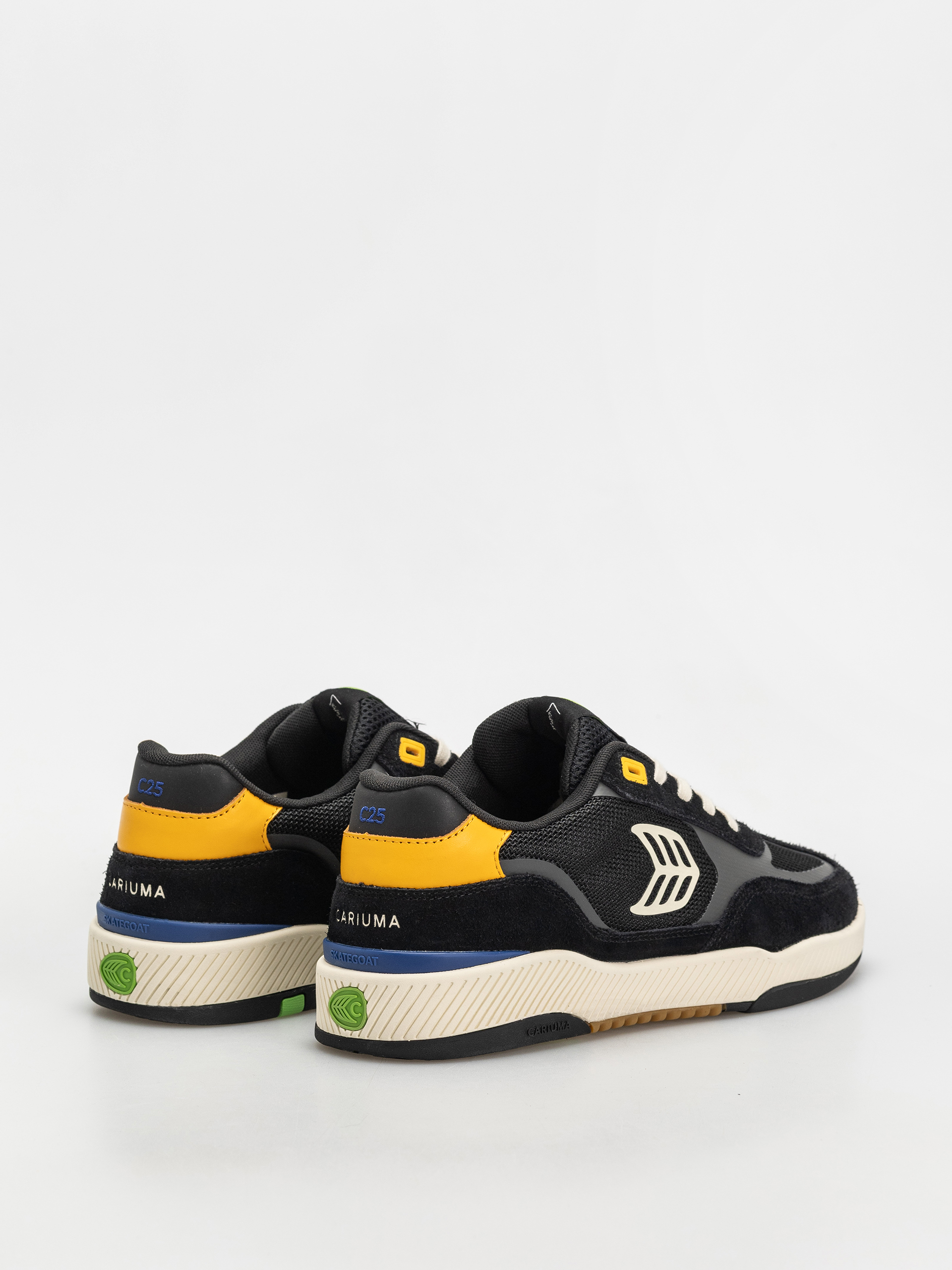 Cariuma Skategoat C25 Pro Schuhe (black suede and mesh ivory logo yellow)