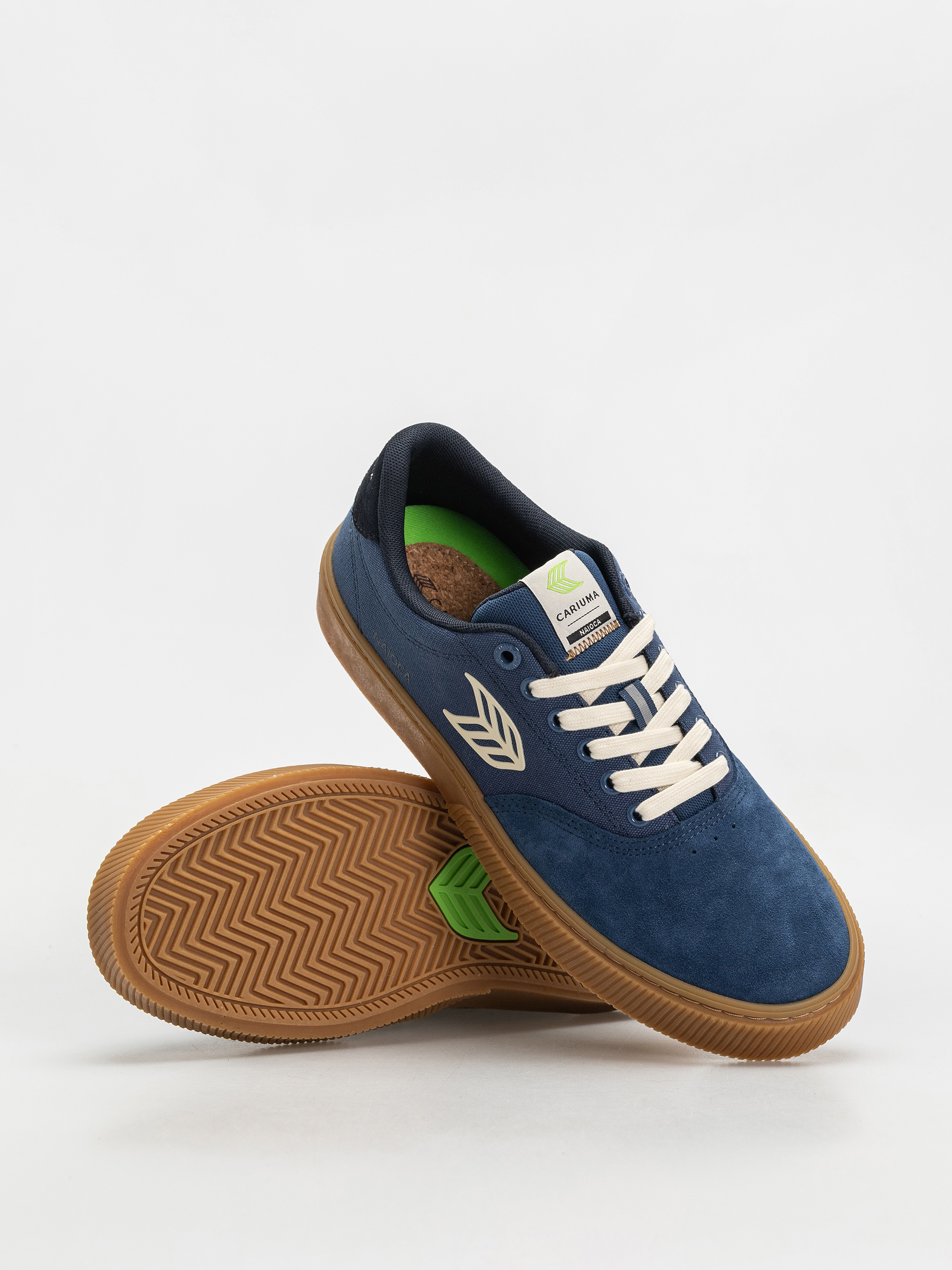 Cariuma Naioca Pro Shoes (gum shadow blue suede and canvas ivory logo navy)