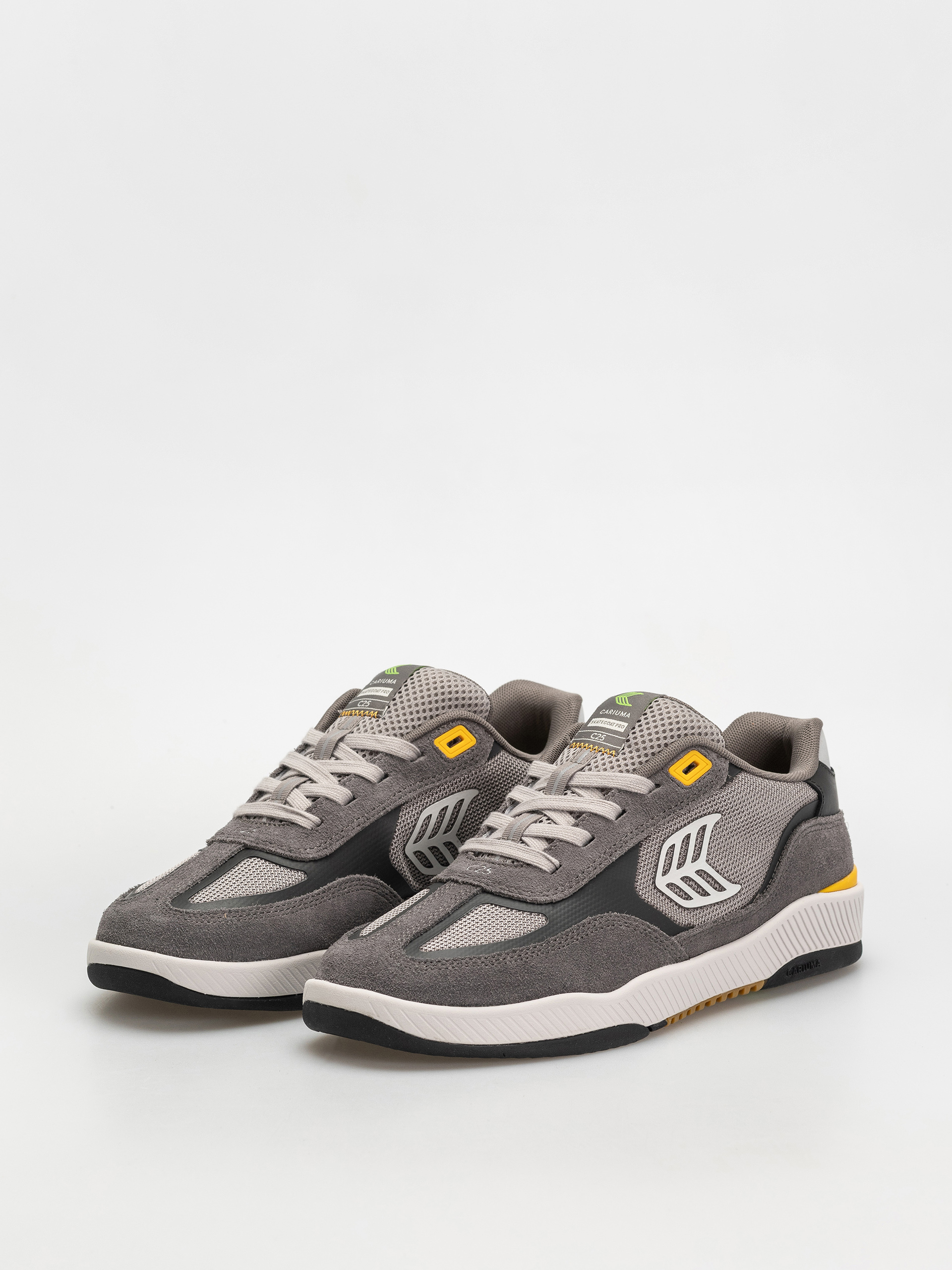 Cariuma Skategoat C25 Pro Schuhe (charcoal grey suede light grey mesh ice logo yellow)