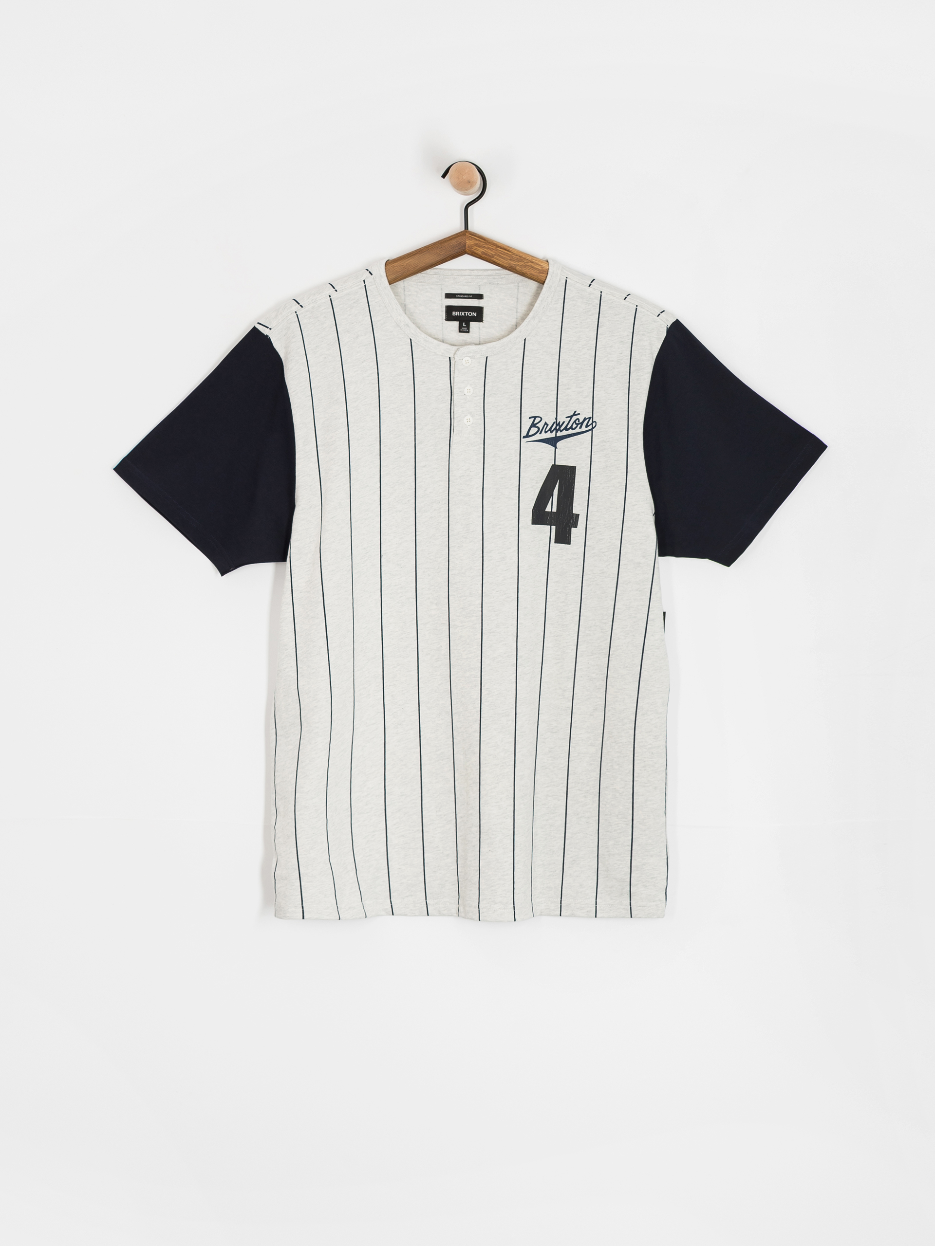 Brixton The League Baseball T-Shirt (heather grey ash/washed navy)
