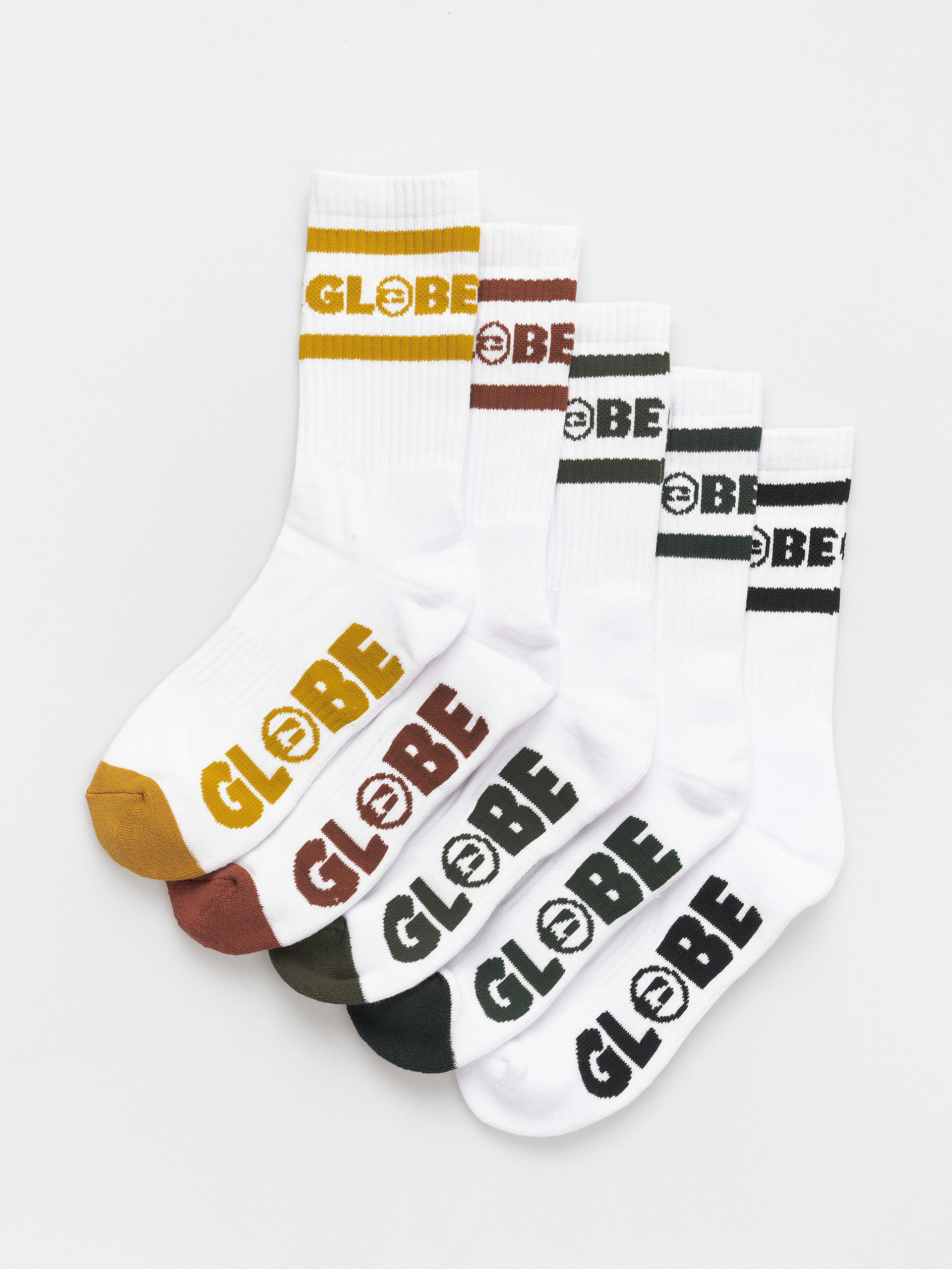 Globe Socks Tilt Hi Crew 5 Pk (white assorted)