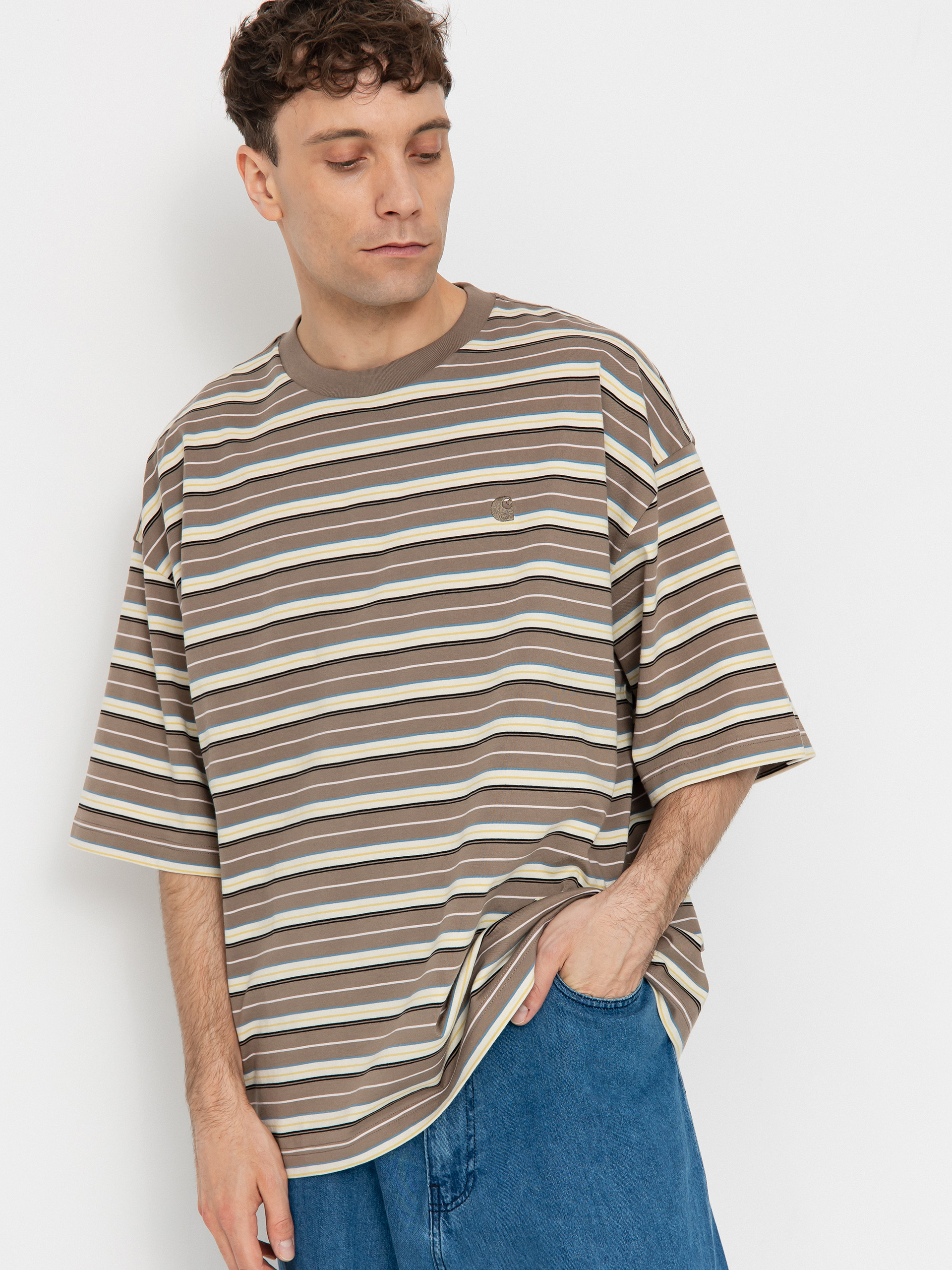 ★ドイツ発*carhartt WIP*新作*Nathan Stripe Tシャツ/AS★ Carhartt WIP Nathan Stripe T-Shirt in Air Sky for Men