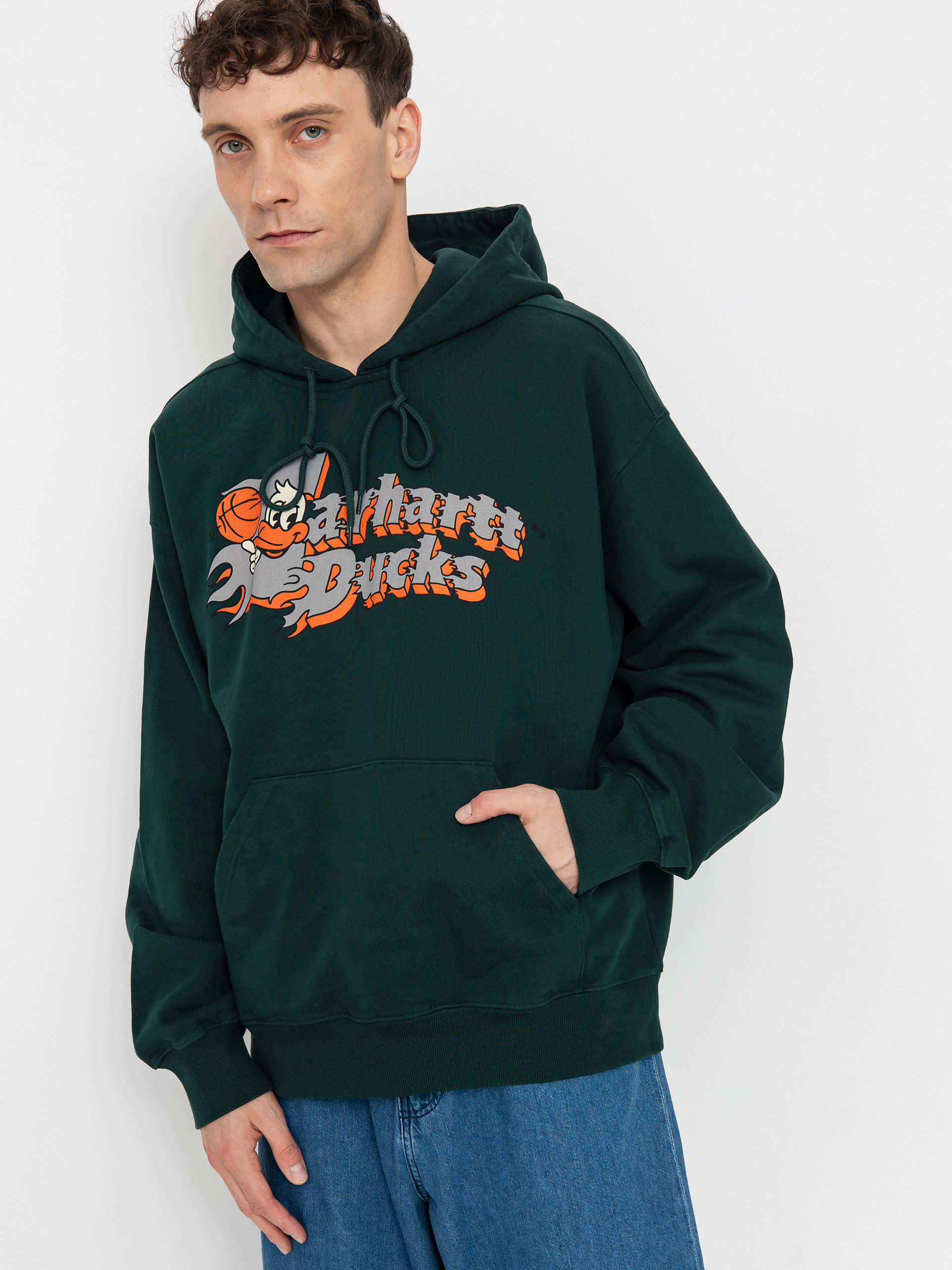 Carhartt WIP Flaming Ducks HD Hoodie green (conifer)