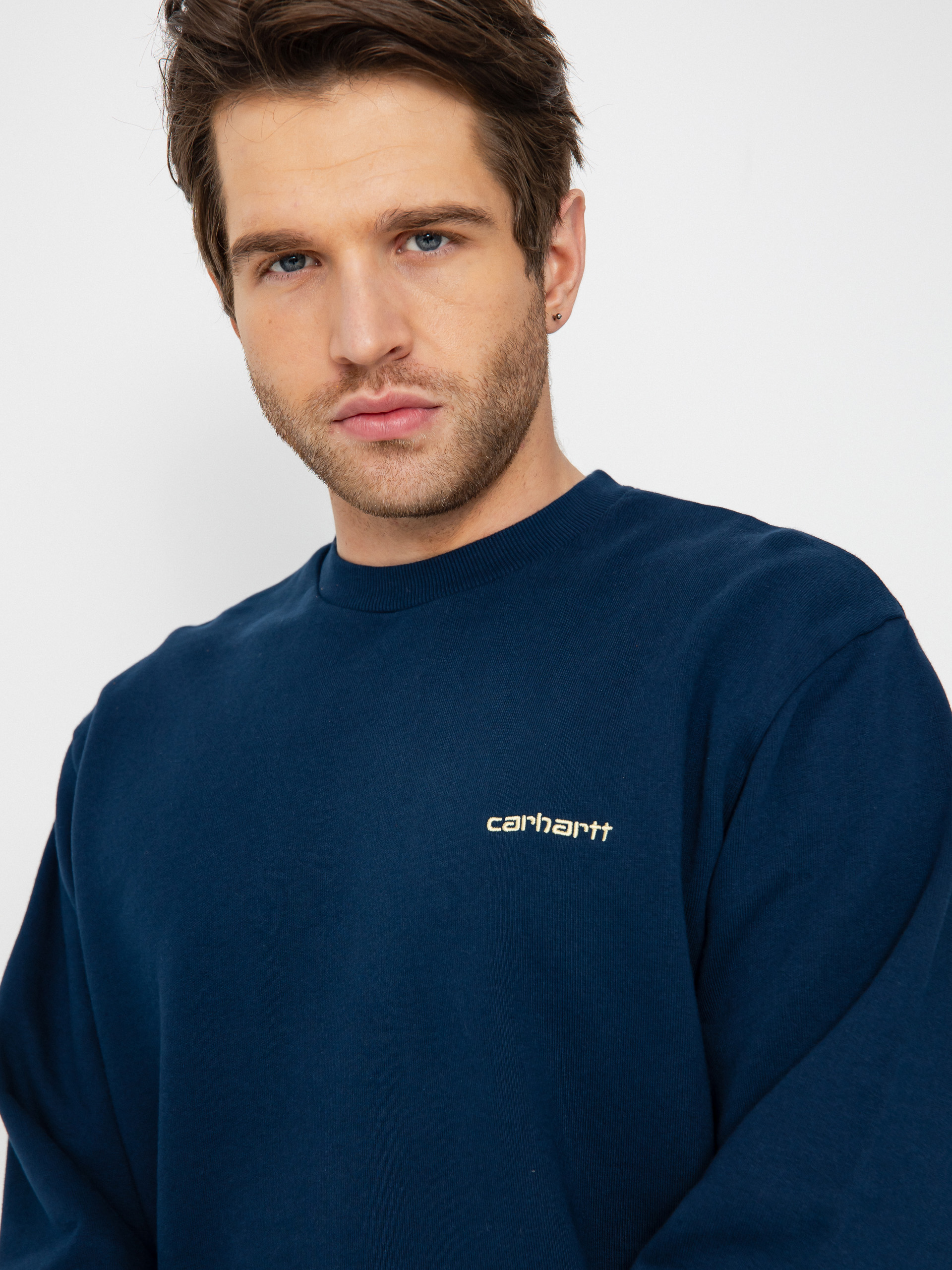 Carhartt WIP Script Embroidery Sweatshirt (ink/air yellow)