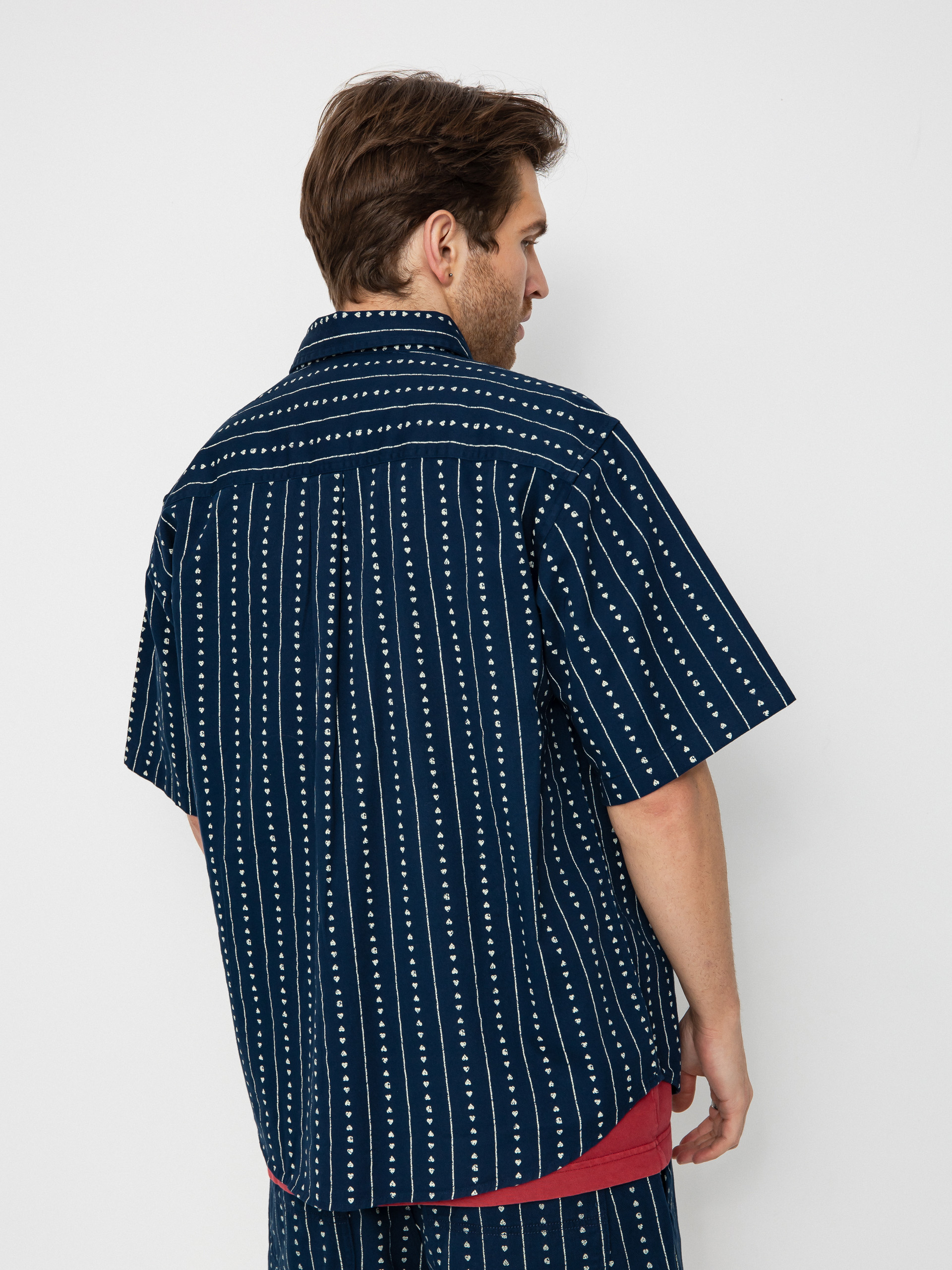 Carhartt WIP　SHORT-SLEEVE DREWE SHIRTS Carhartt WIP Drewe Shirt | Ink / Natural Heart C Pinstripe