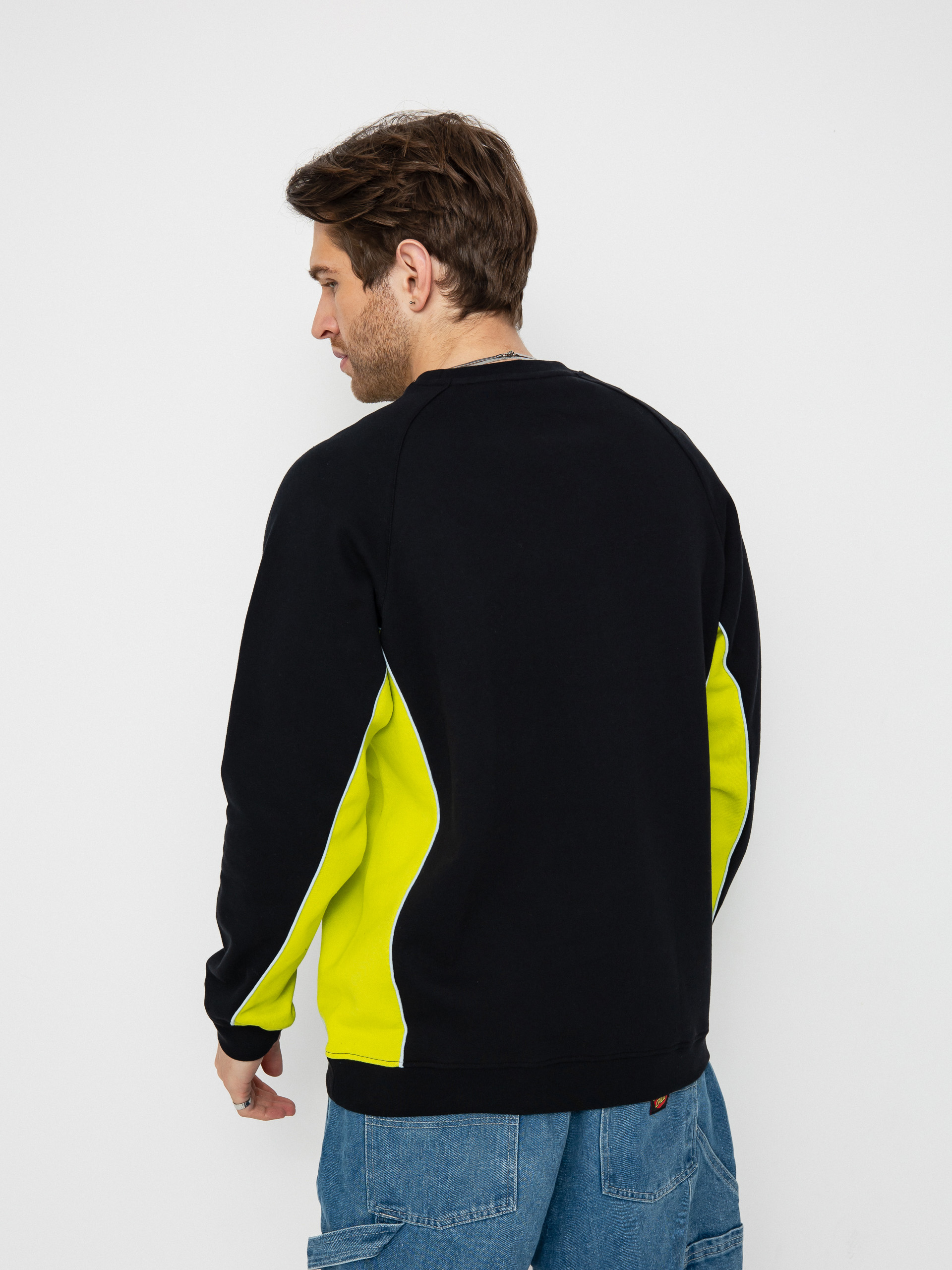 Santa Cruz Strip Front Racer Crew Sweatshirt (apple green/black)