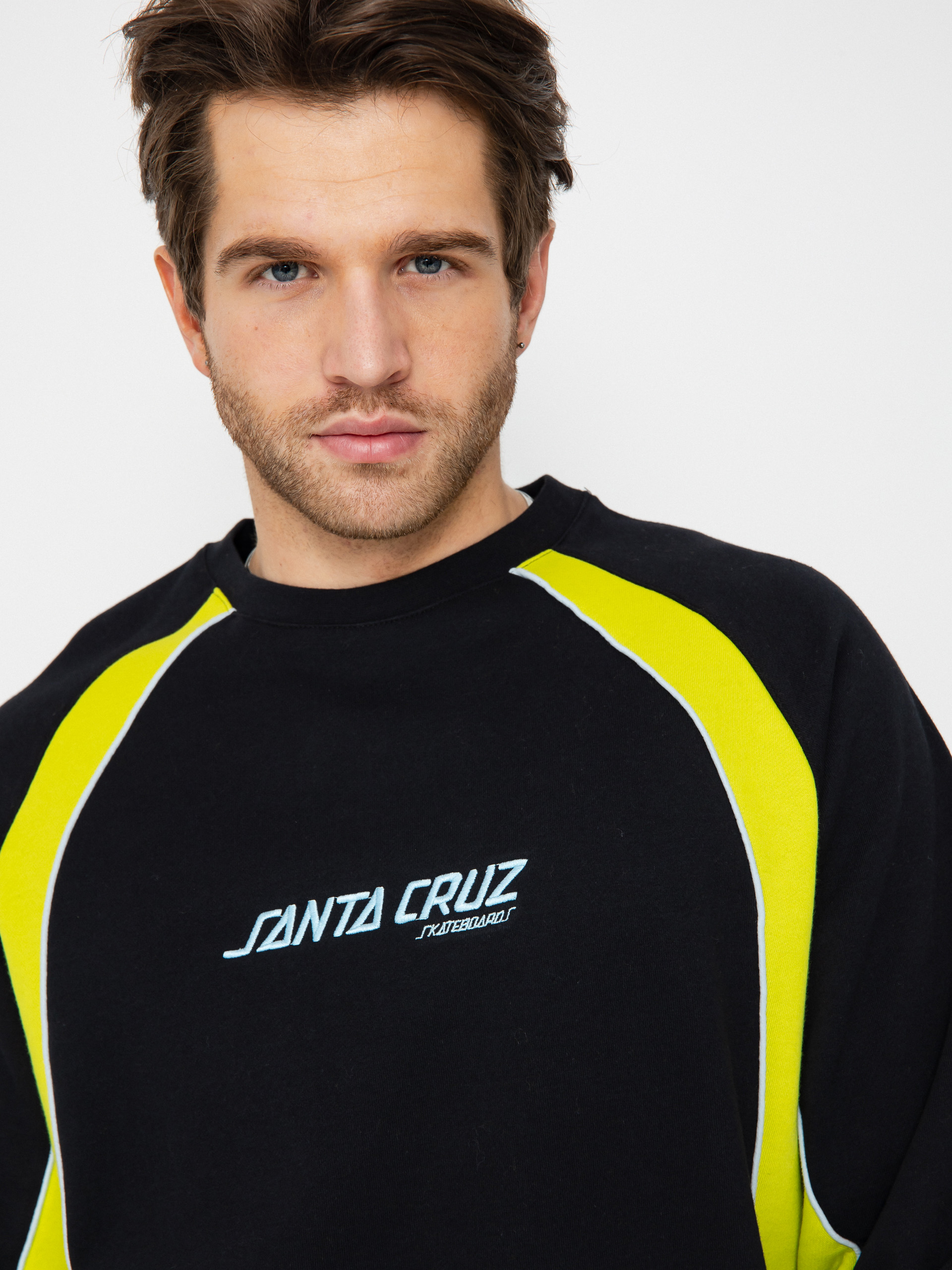 Santa Cruz Strip Front Racer Crew Sweatshirt (apple green/black)