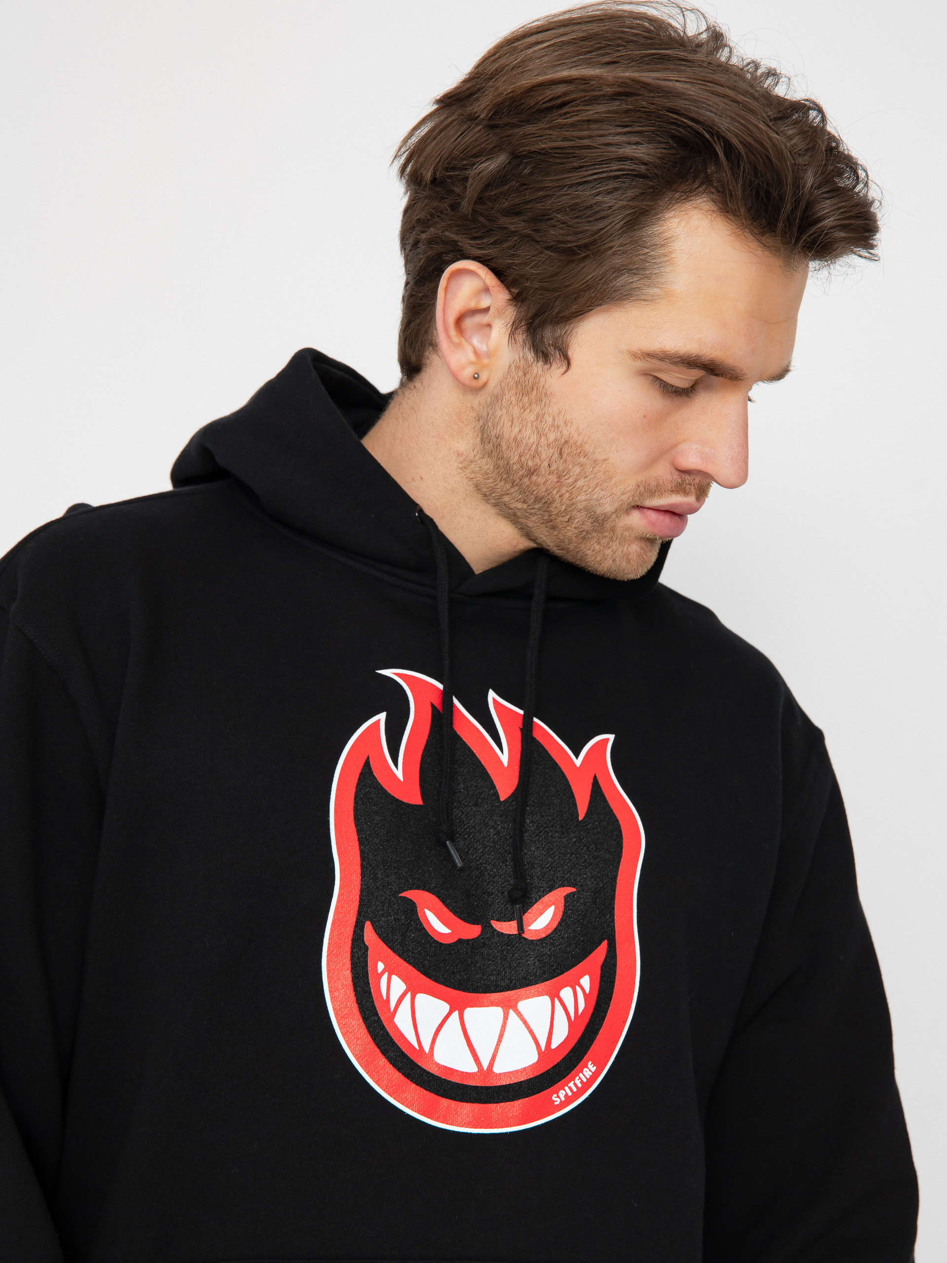 Spitfire Bighead Fill HD Hoodie (black/black red & white print)