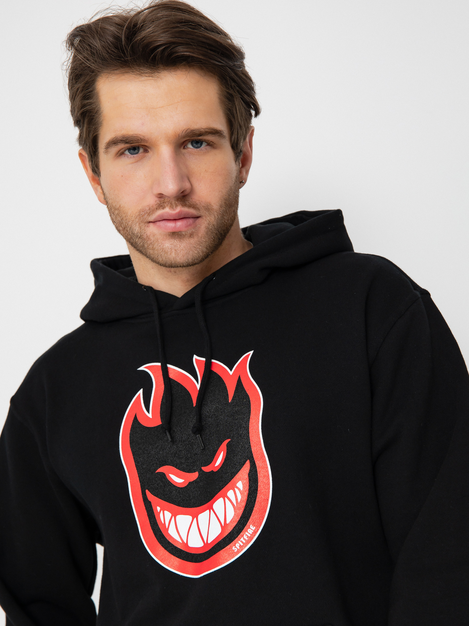 Spitfire Bighead Fill HD Hoodie (black/black red & white print)