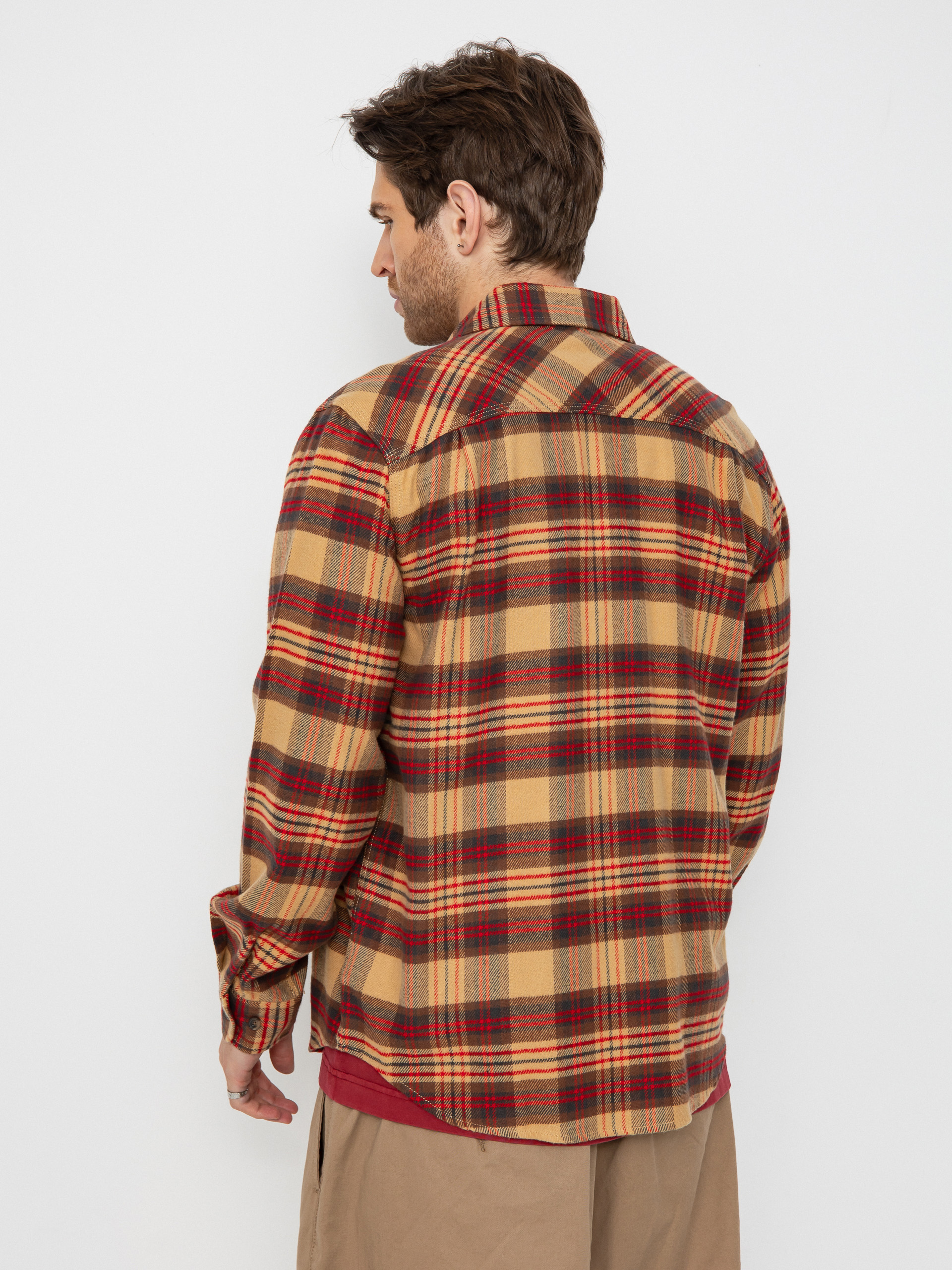 Brixton Bowery Flannel Hemd (curry/washed black/crimson)