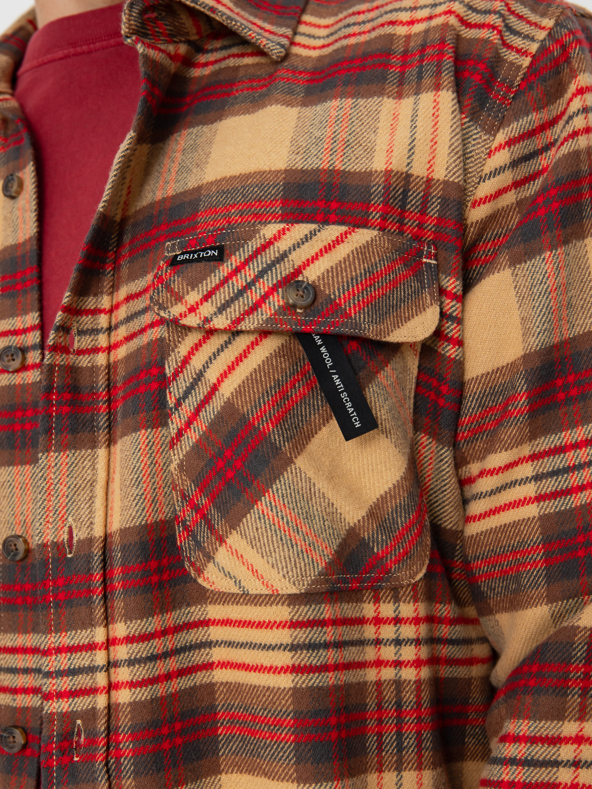 Brixton Bowery Flannel Shirt (curry/washed black/crimson)