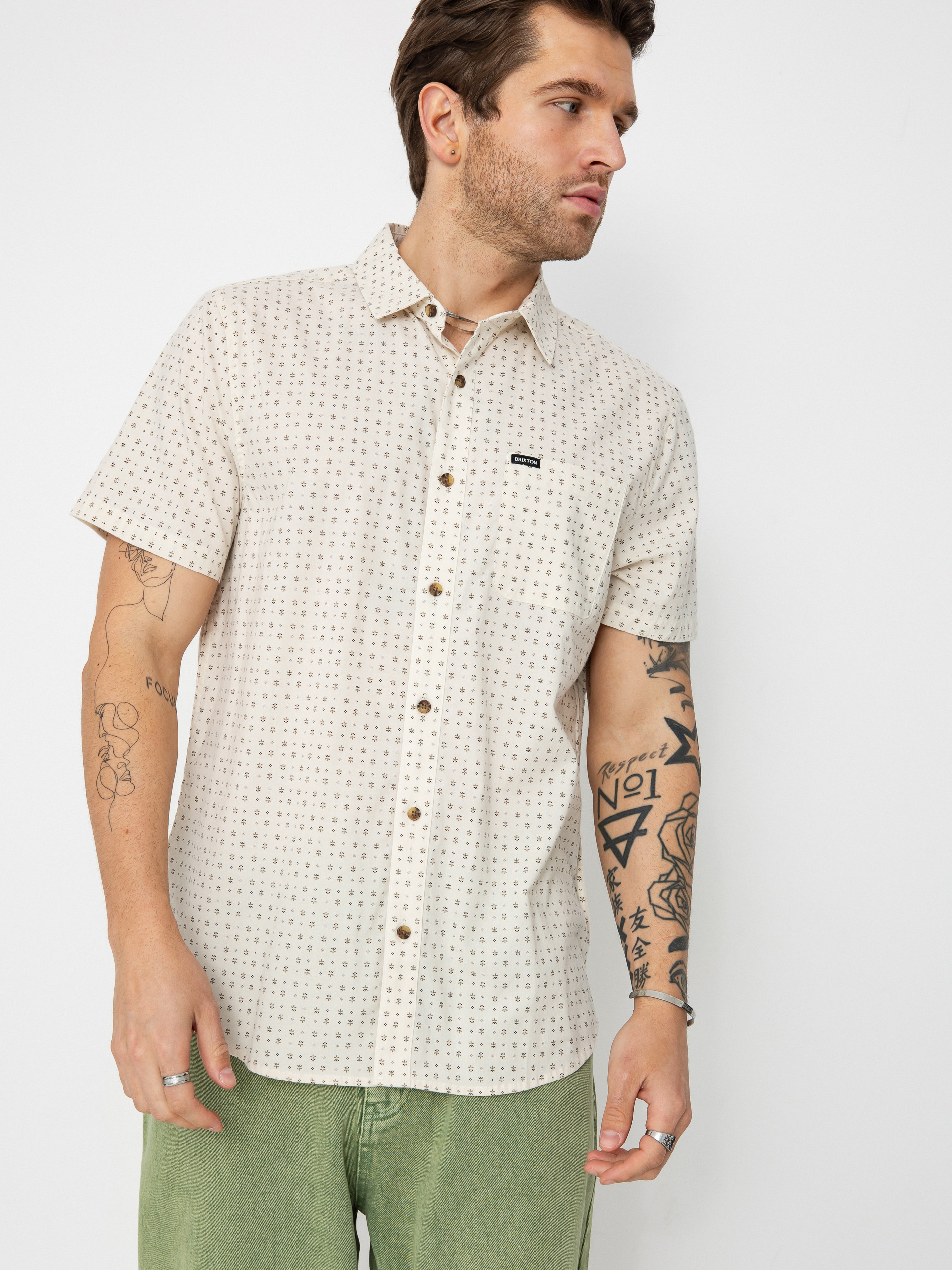 Brixton Charter Print Shirt (off white/micro floral)