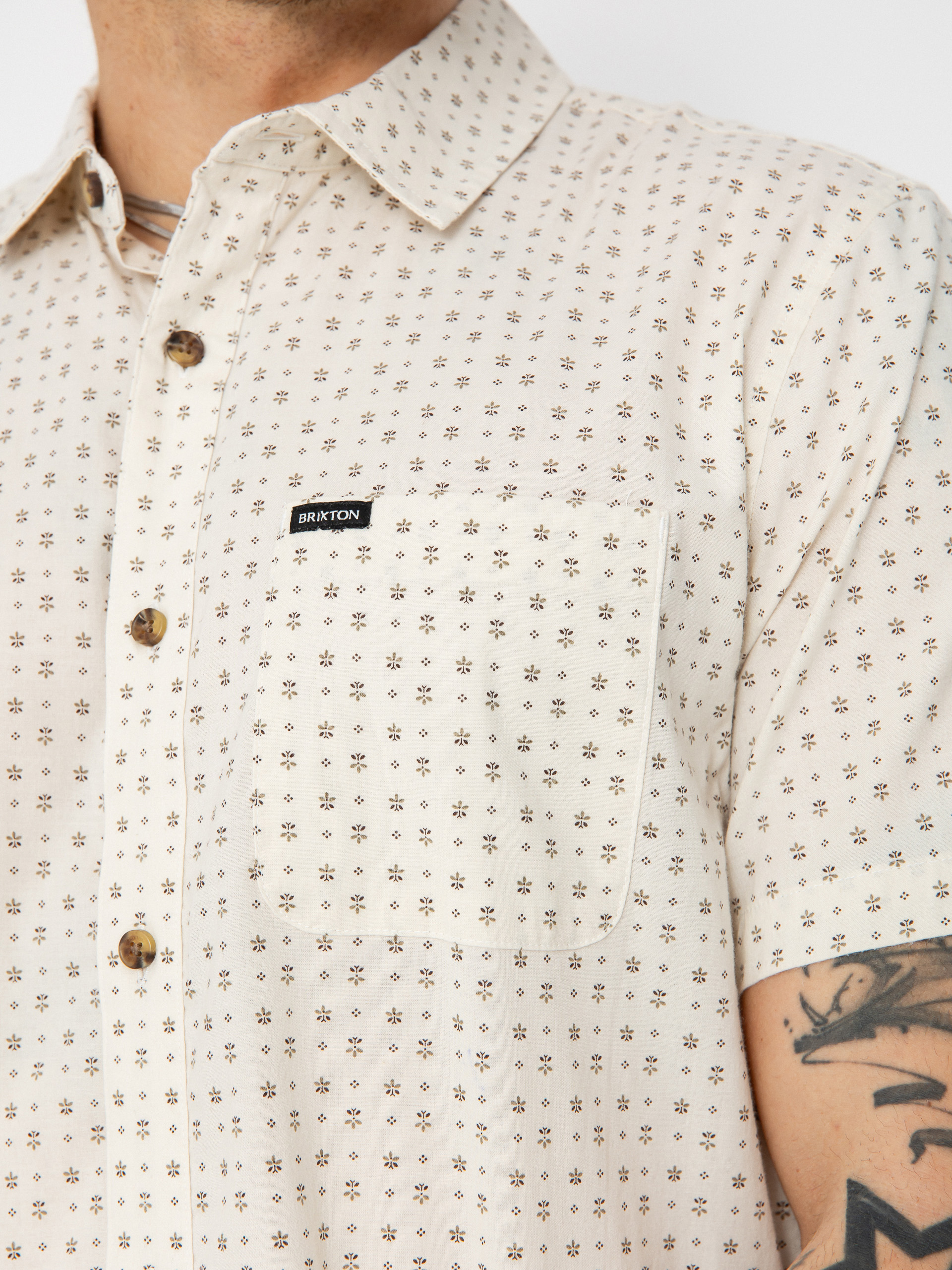 Brixton Charter Print Shirt (off white/micro floral)