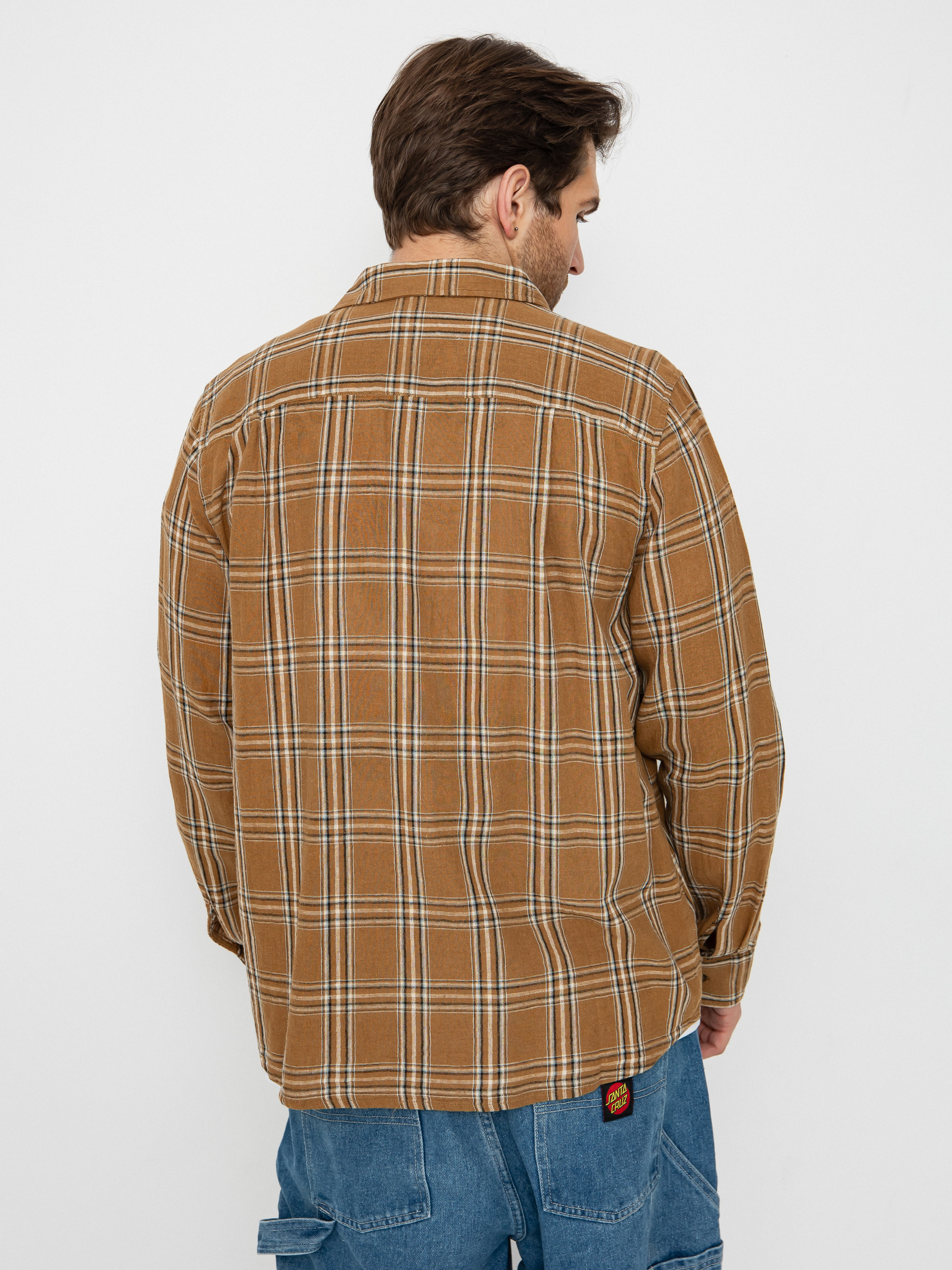 Brixton Charter Linen Blend Ls Shirt (washed cooper/whitecap plaid)