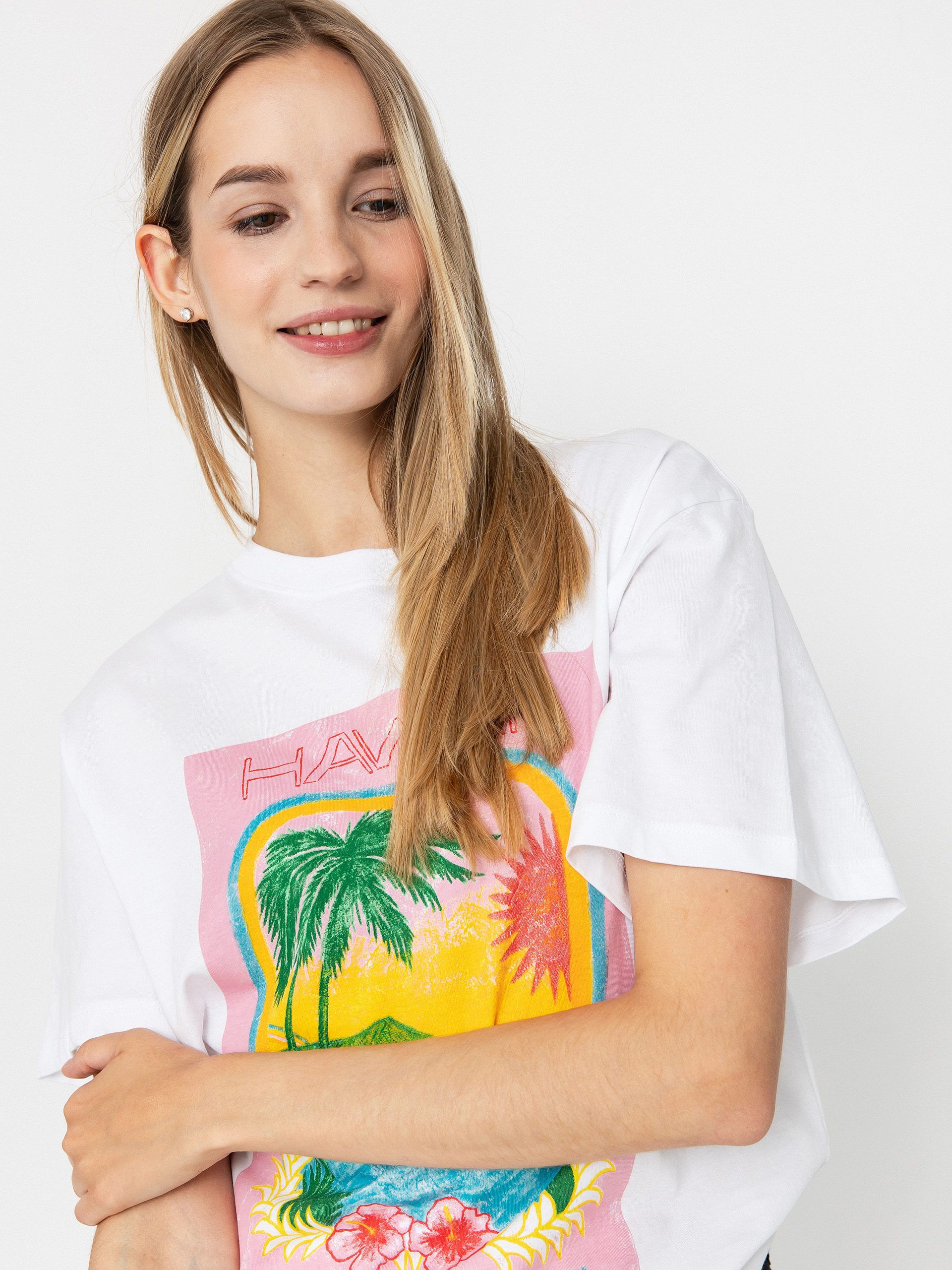 ARTS&SCIENSシルク アイボリー 半袖トップス Roxy Atlas Hangloose T-shirt Wmn - white (bright white hawaii)