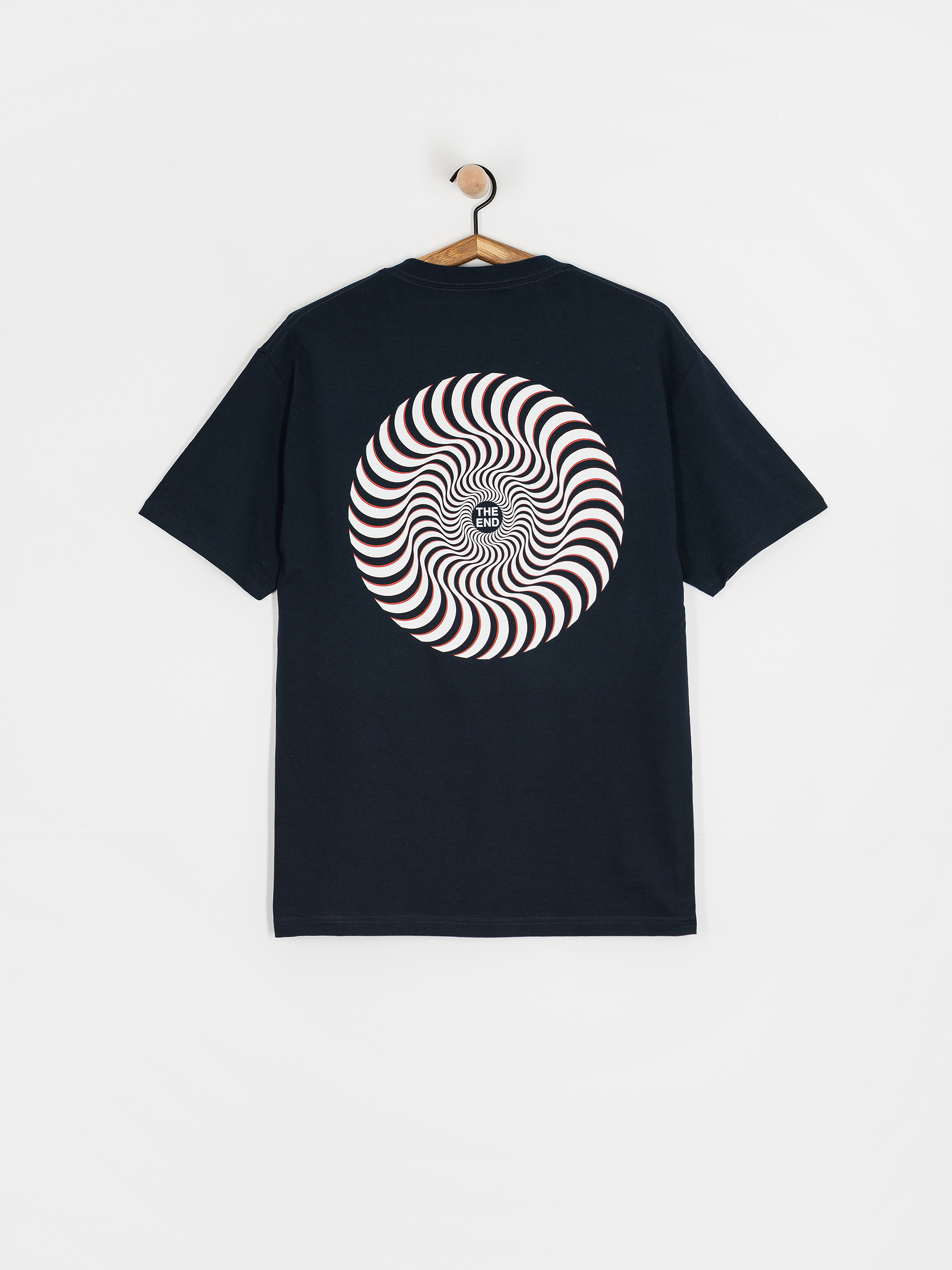 Spitfire Classic Swirl Overlay T-Shirt (true navy w/white&red prints)