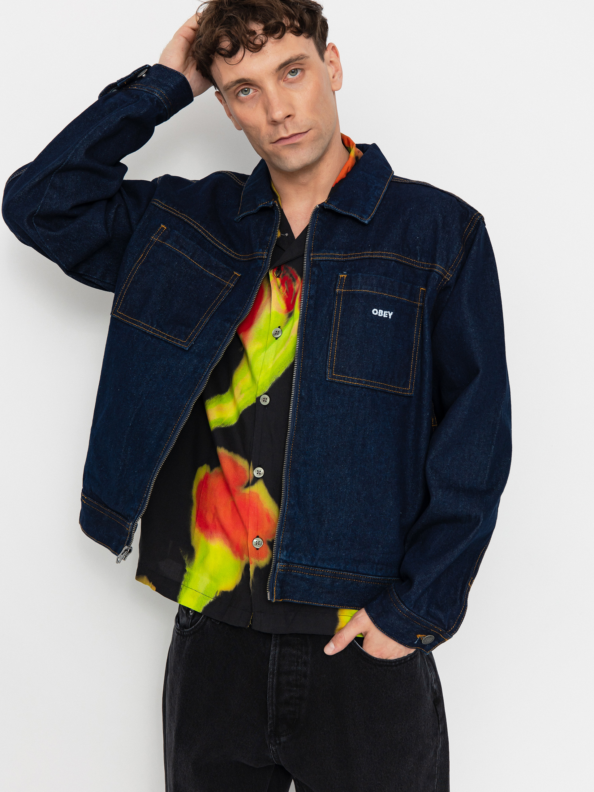 OBEY Icon Hardwork Jacket - navy blue (rinse indigo)
