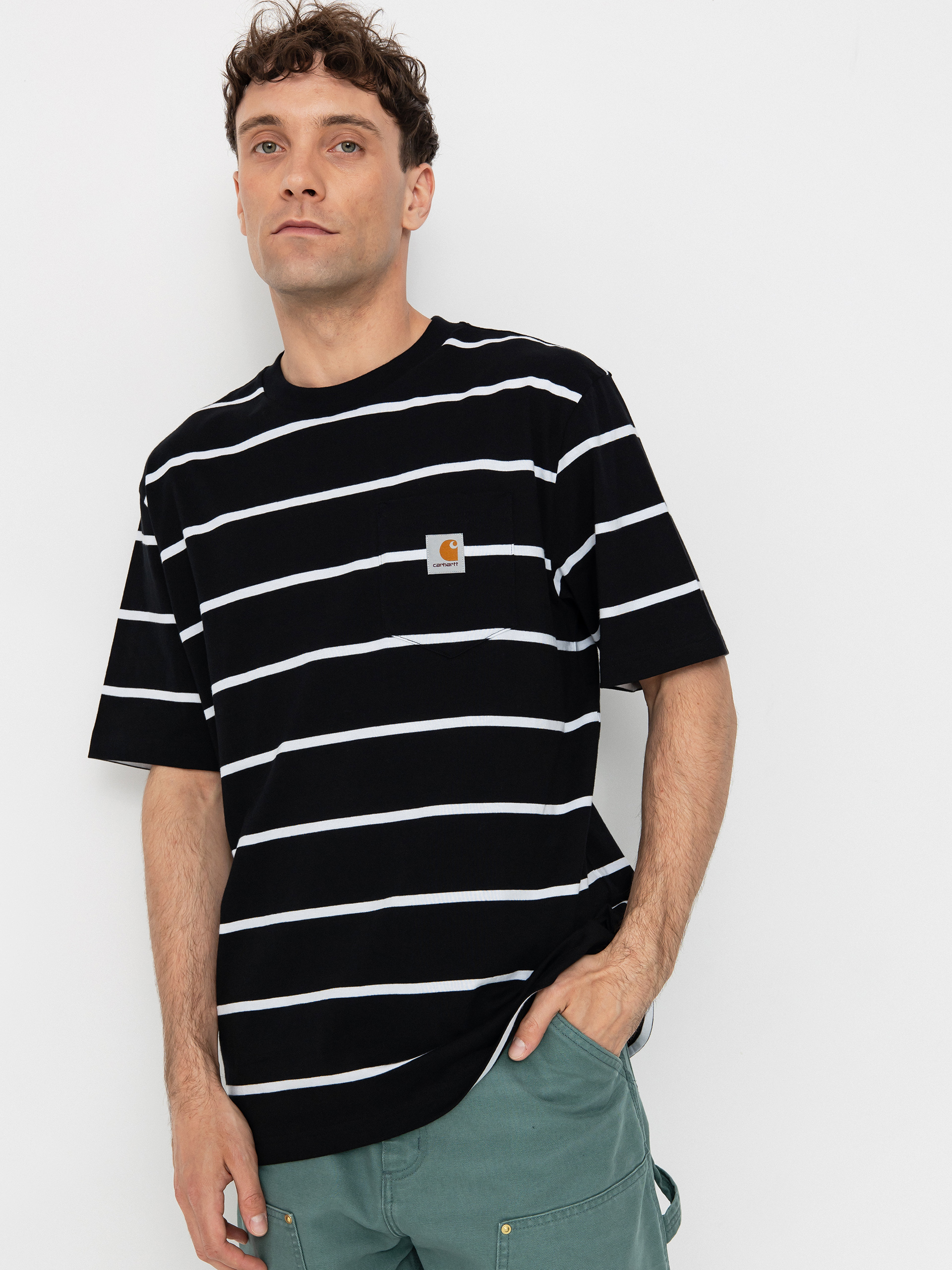 Carhartt WIP Aiken Pocket T-Shirt - black (aiken stripe/black)