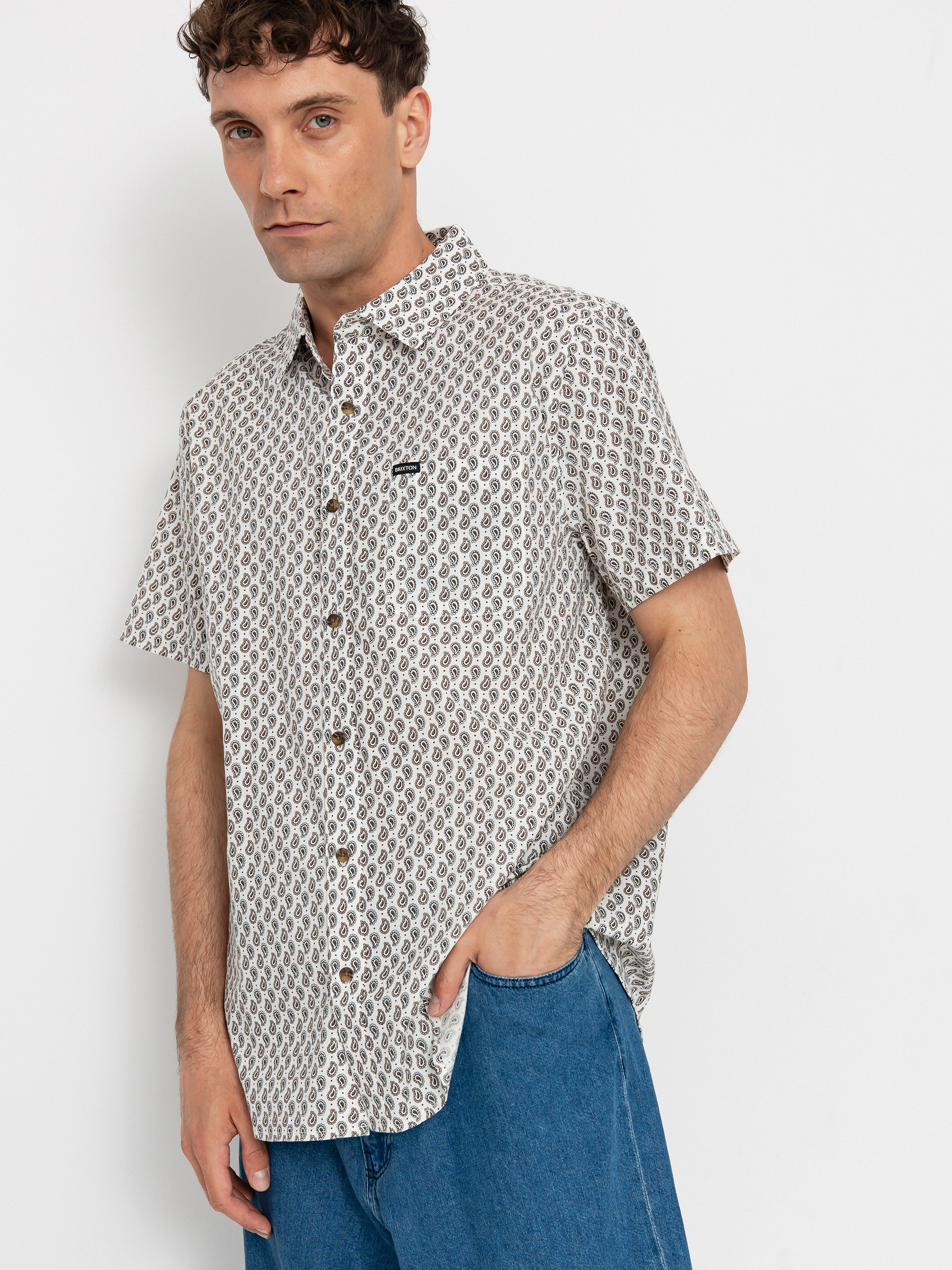 Brixton Charter Print Shirt (off white/paisley)