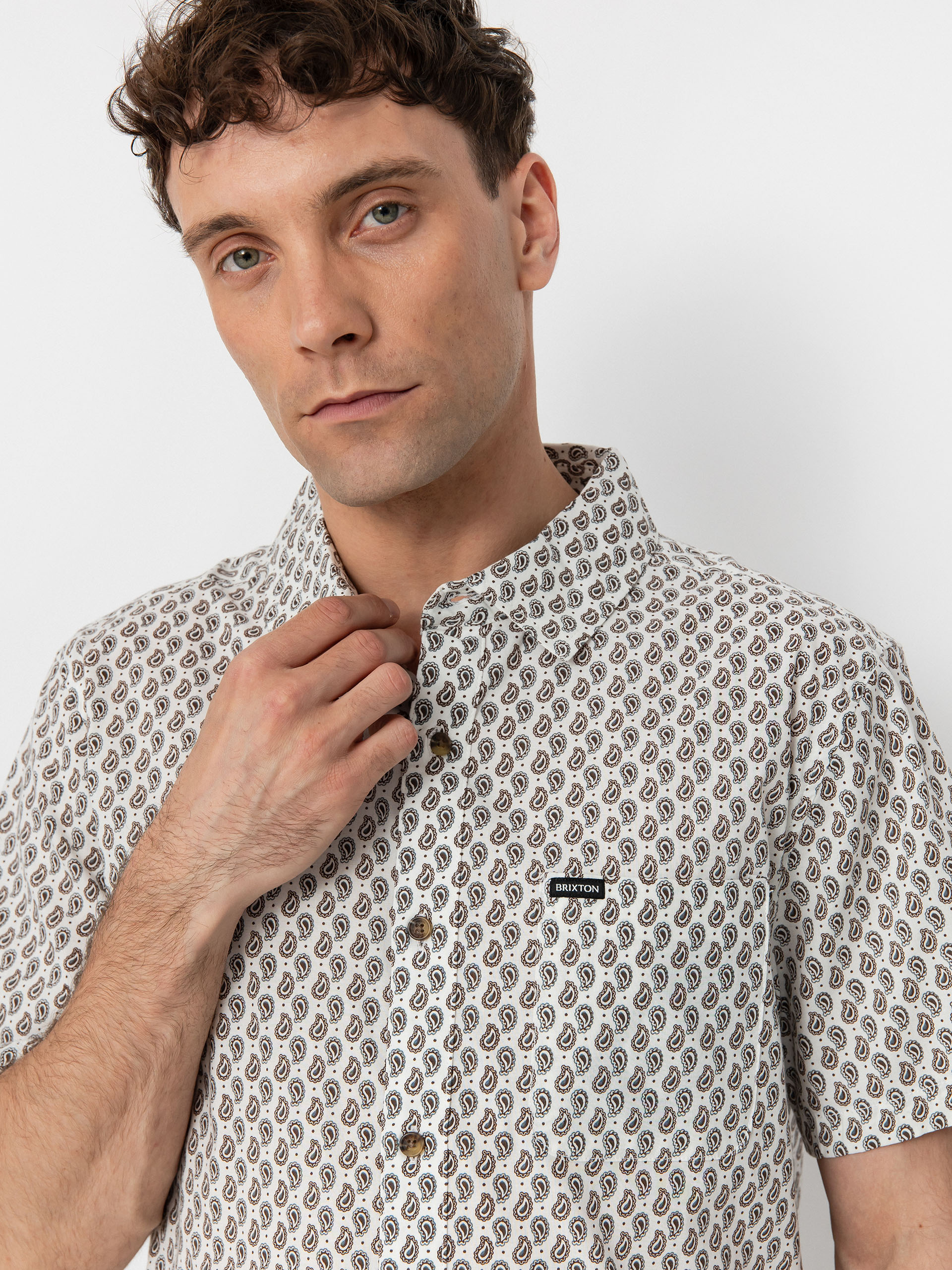Brixton Charter Print Shirt (off white/paisley)