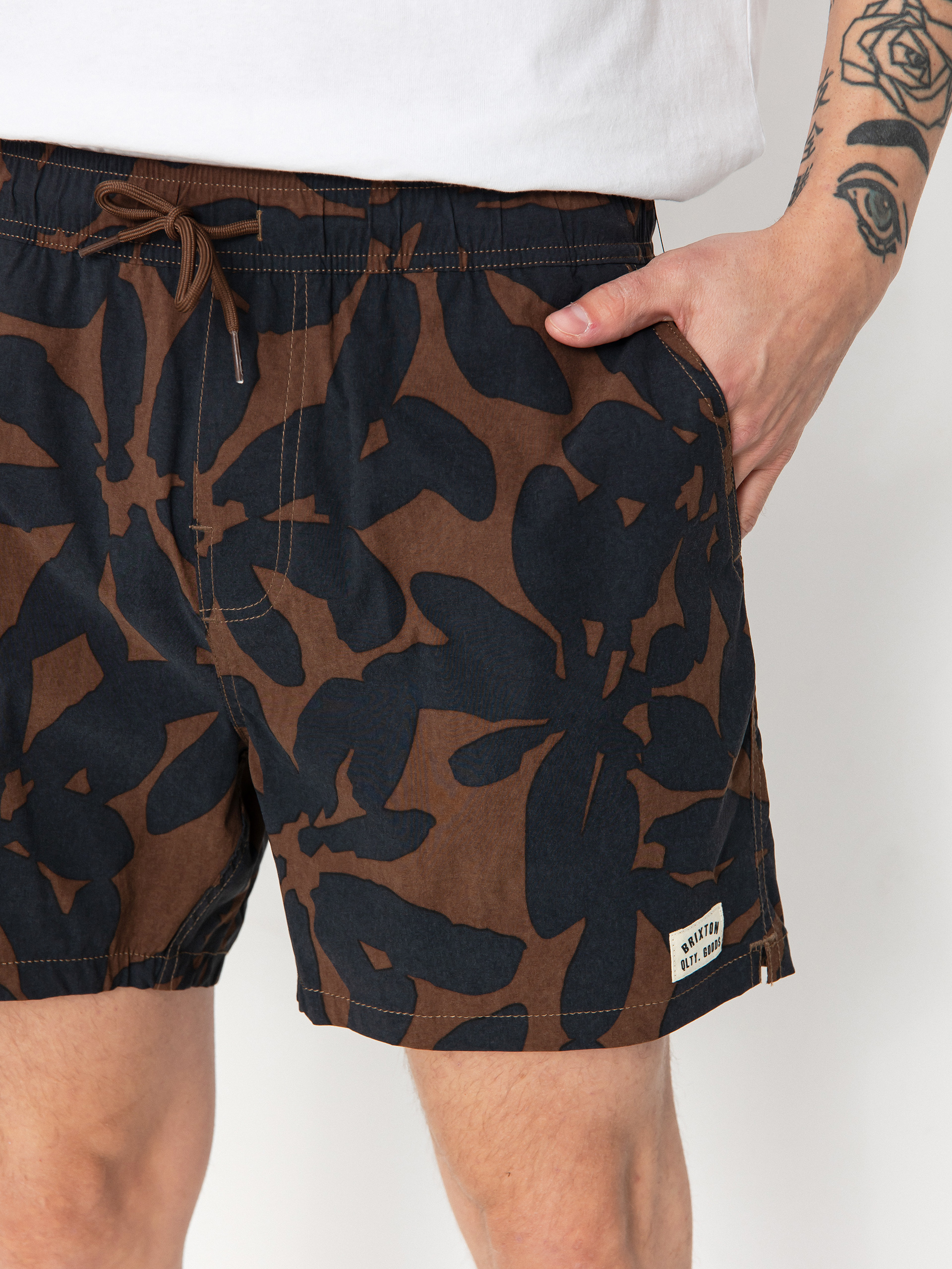 Brixton Everyday Hybrid 5 Shorts (pinecone brown floral)