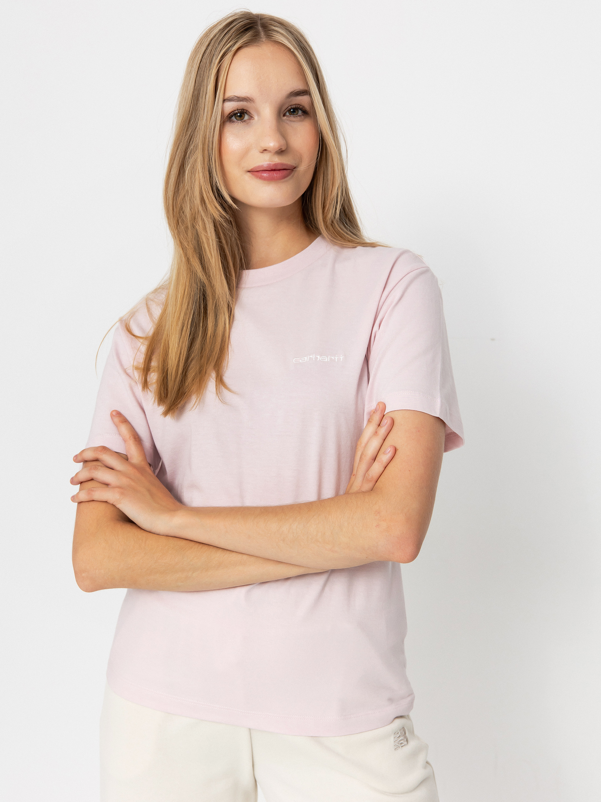 Carhartt WIP Script Embroidery Wmn T-Shirt (air pink/wax)