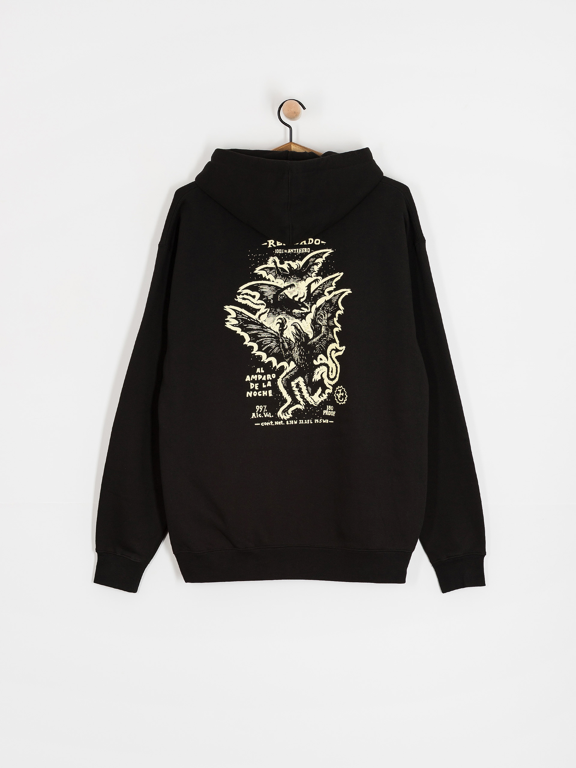 Antihero Hoodie Carnales Reposado HD (black w/pale yellow prints)