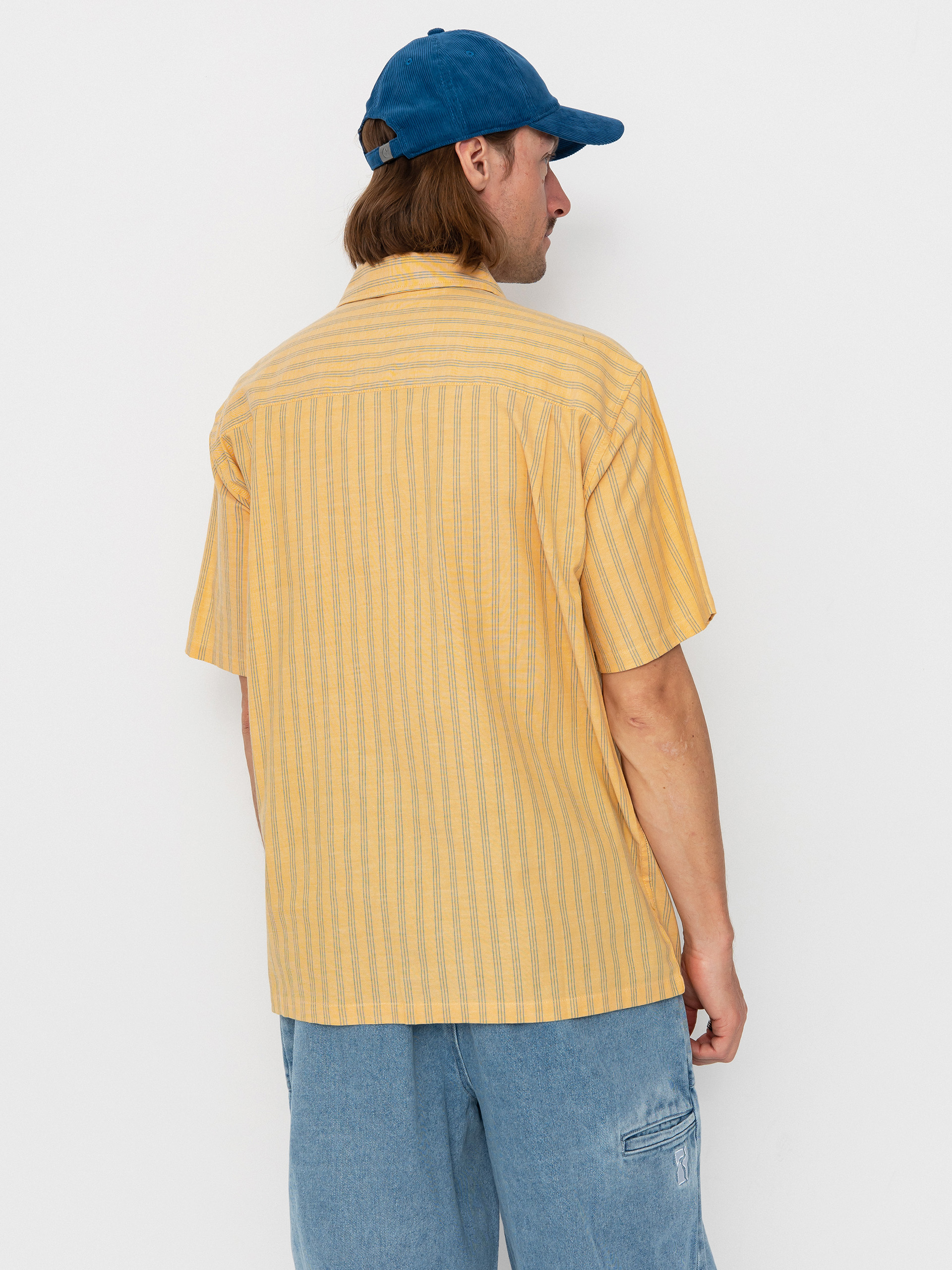 Brixton Cru Oxford Stripe Hemd (curry/ivy green stripe)