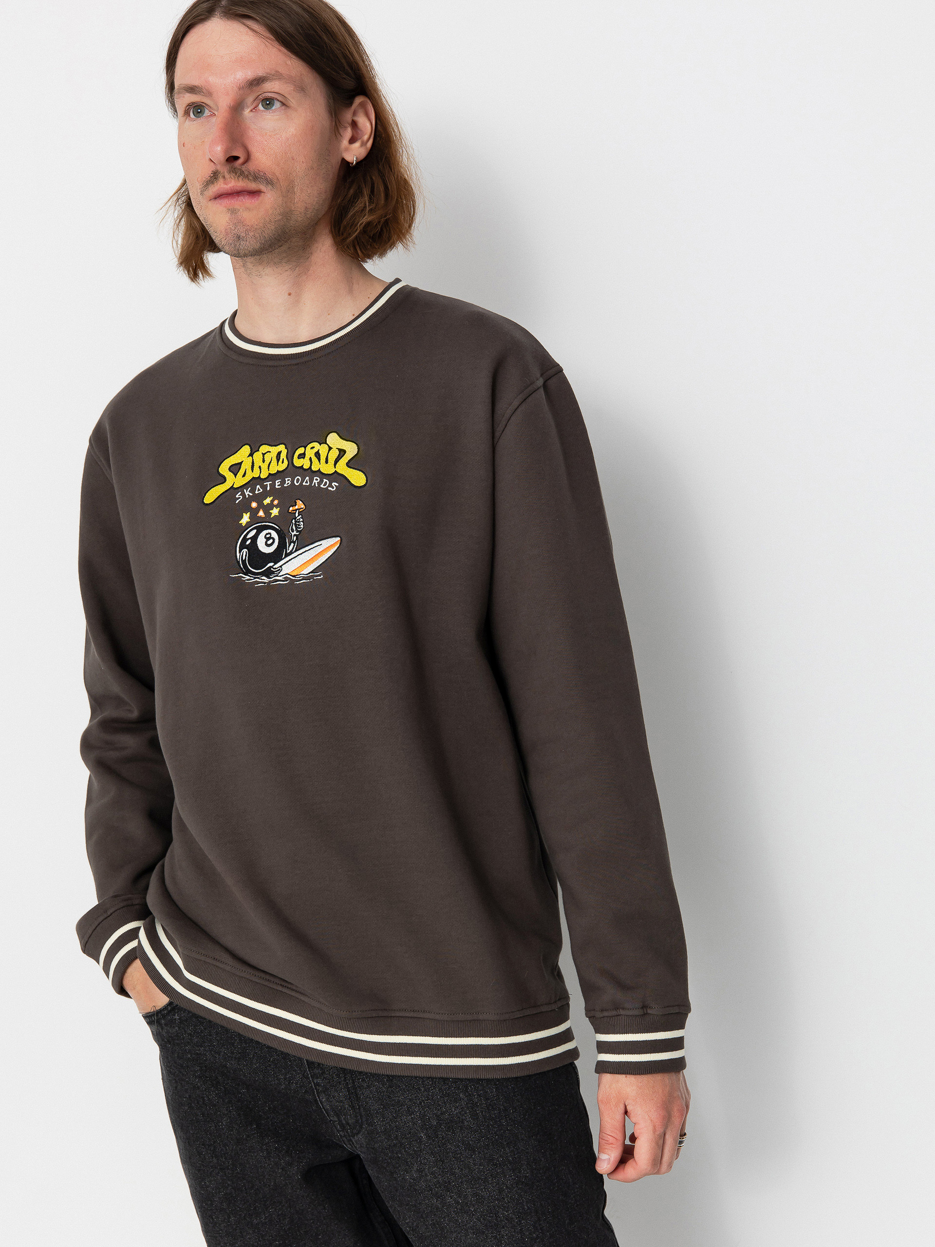 Santa Cruz Winkowski Surf Front Crew Sweatshirt (washed black)