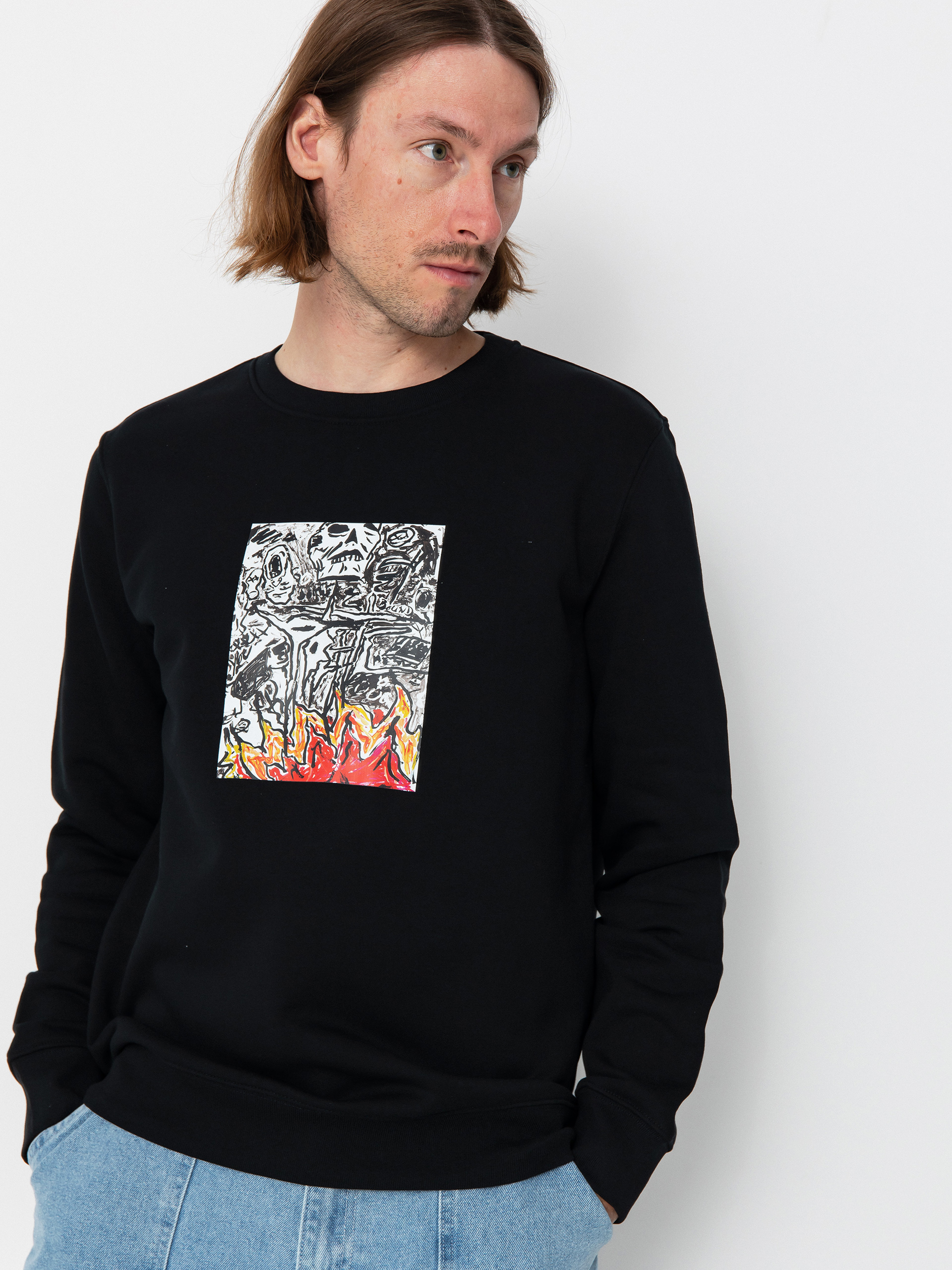 Poetic Collective Burning Skull Sweatshirt (black)