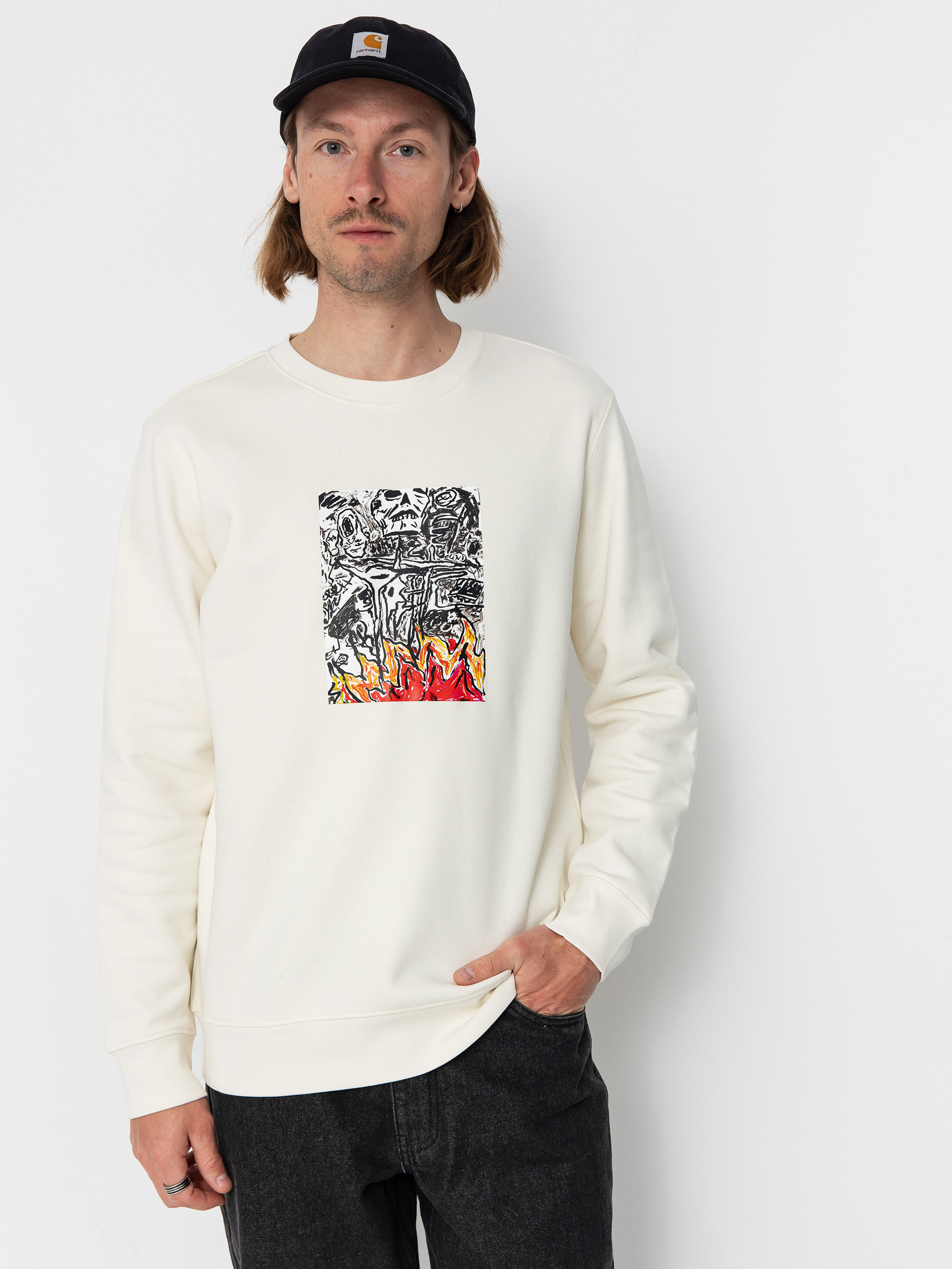 Poetic Collective Sweatshirt Burning Skull (ivory)