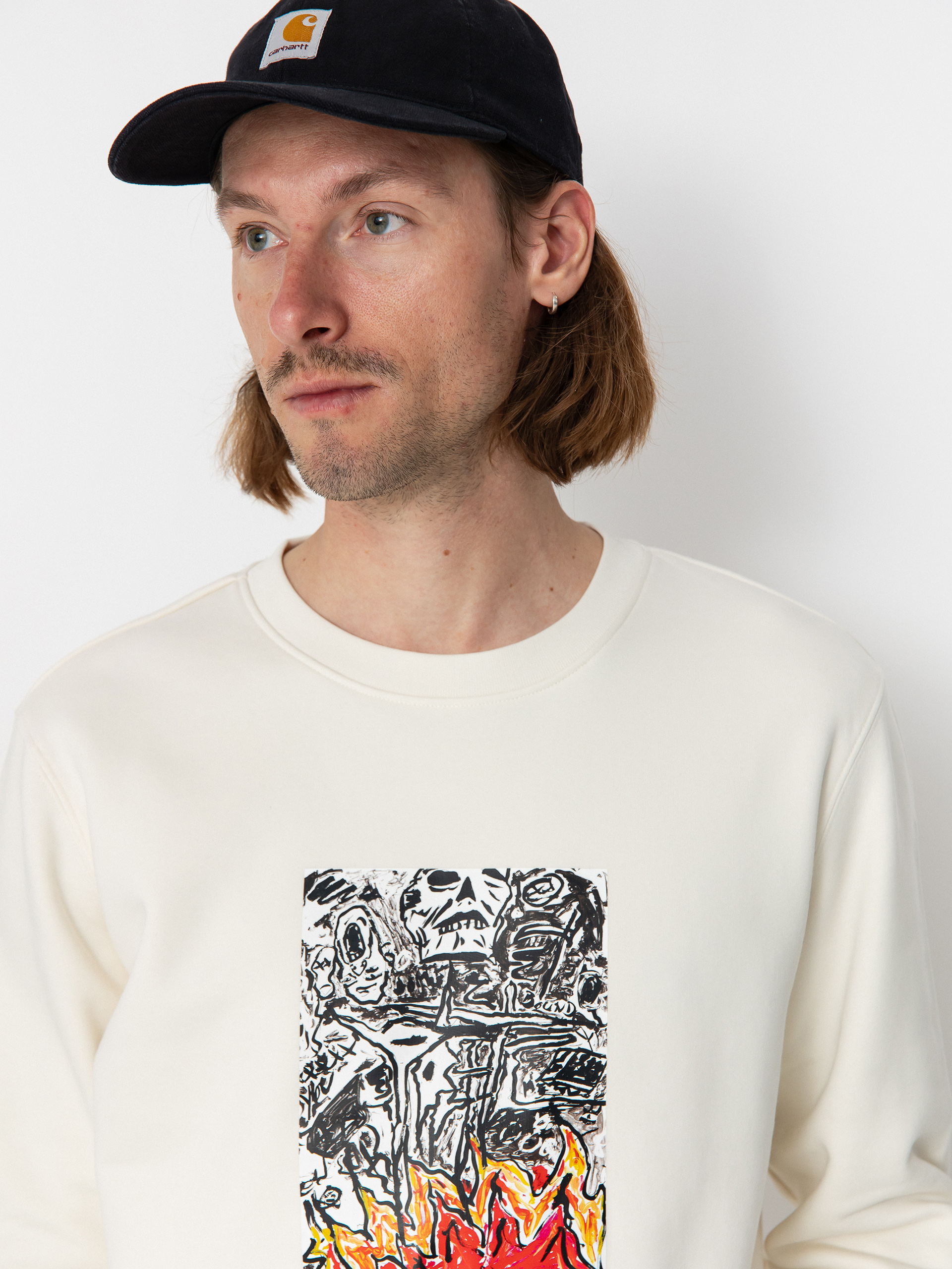Poetic Collective Sweatshirt Burning Skull (ivory)