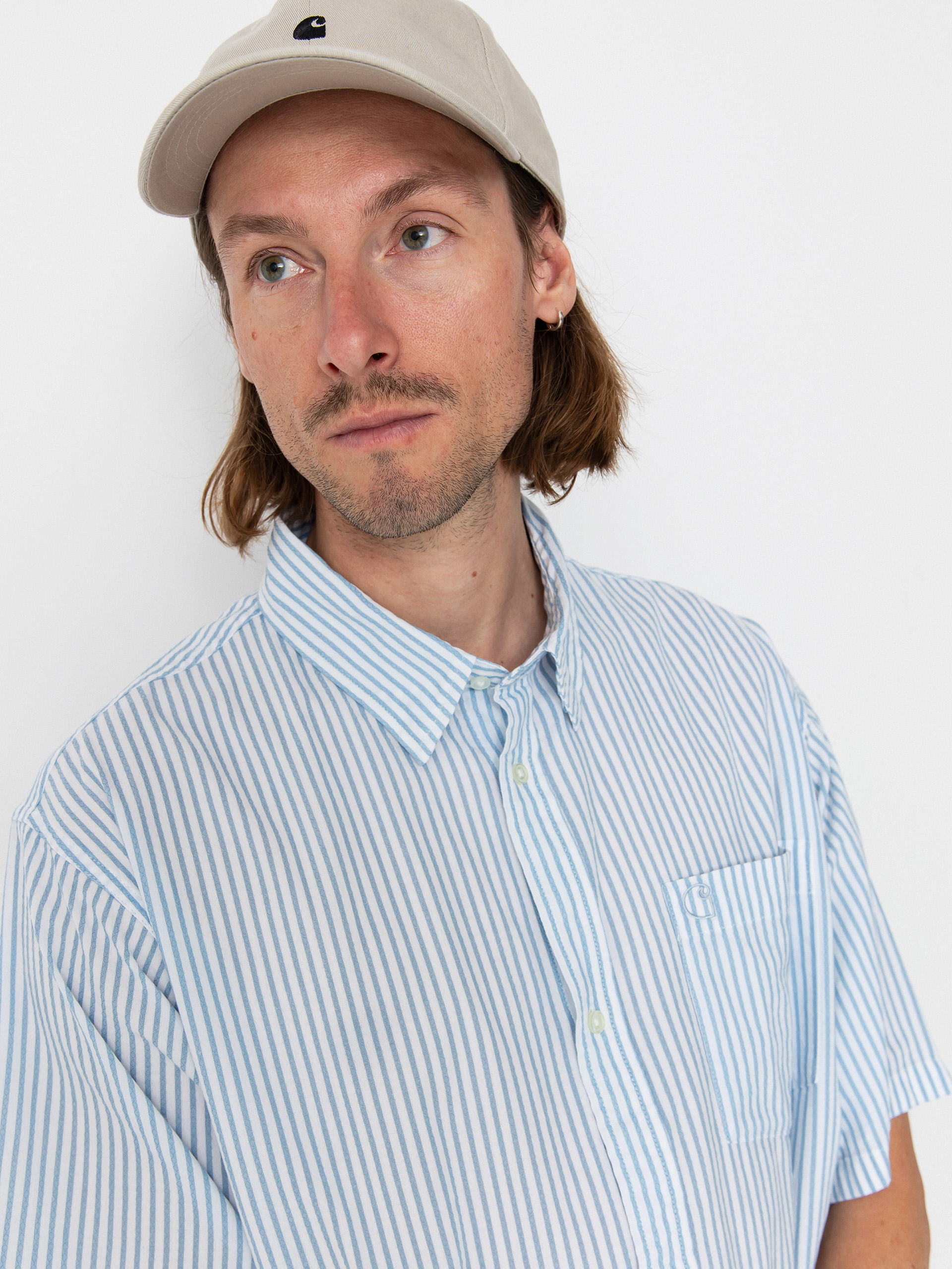 【Carhartt】 ★ S/S PHELPS SHIRT ★ Loose Fit Carhartt WIP S/S Phelps Shirt Blue | BSTN Store