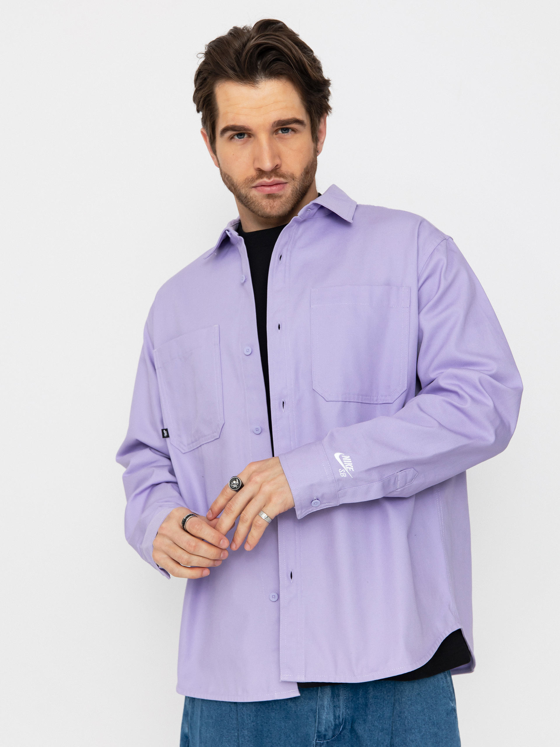 Nike SB Essential Woven Hemd (hydrangeas/white)