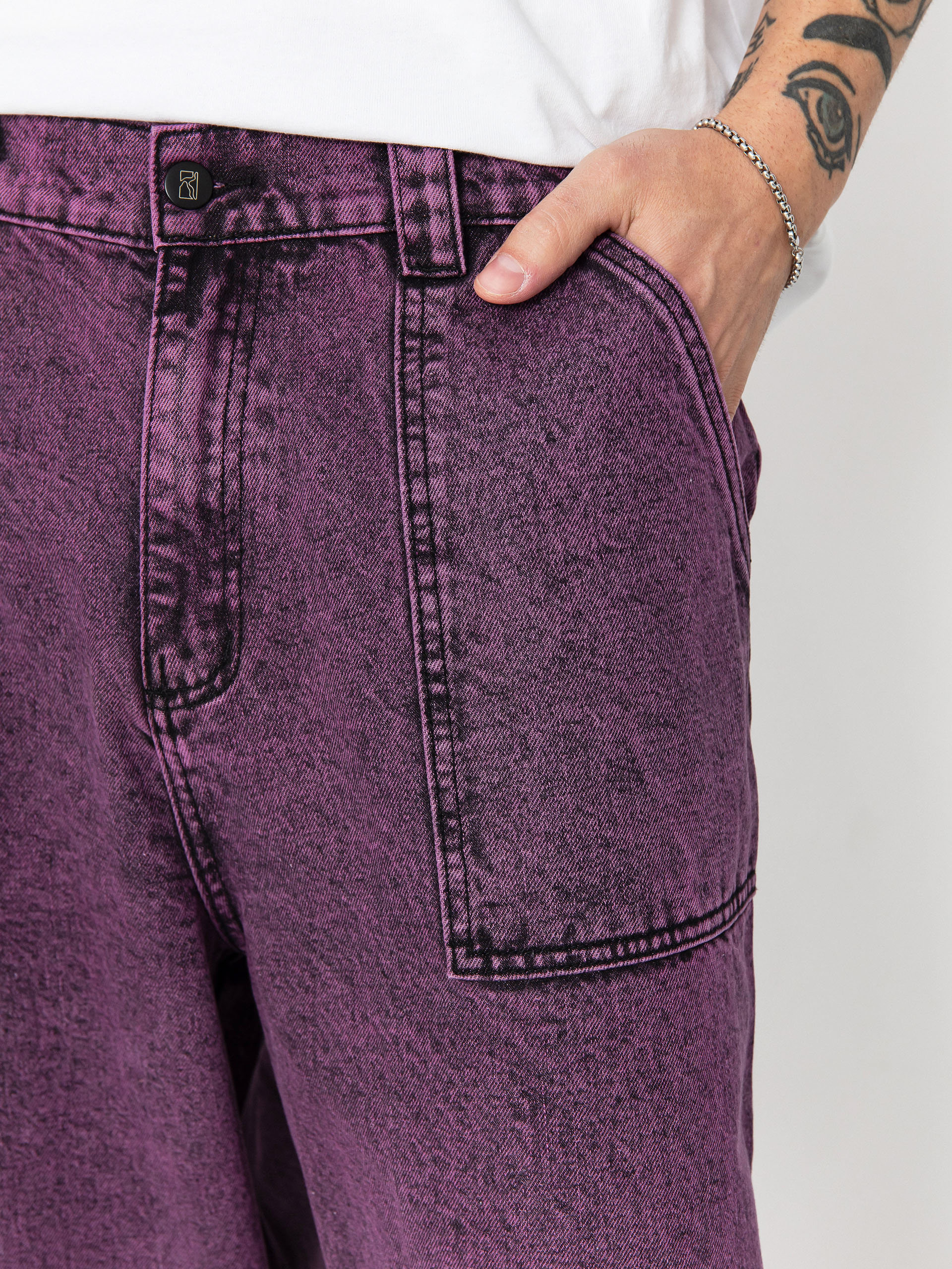 Poetic Collective Pants Painter (purple acid wash denim)