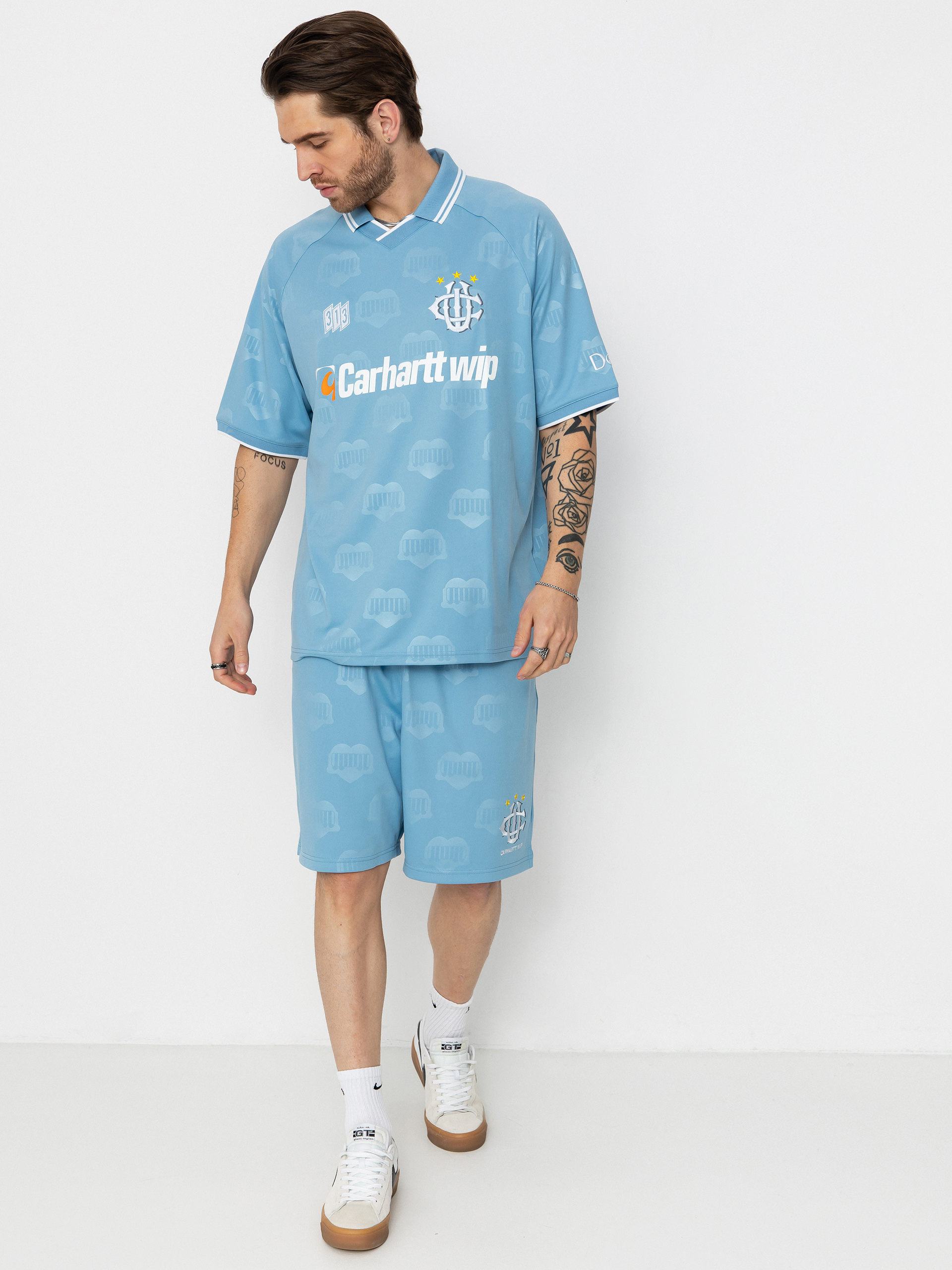 Carhartt WIP Hartts Football T-Shirt (heart train jacquard/bluebird)