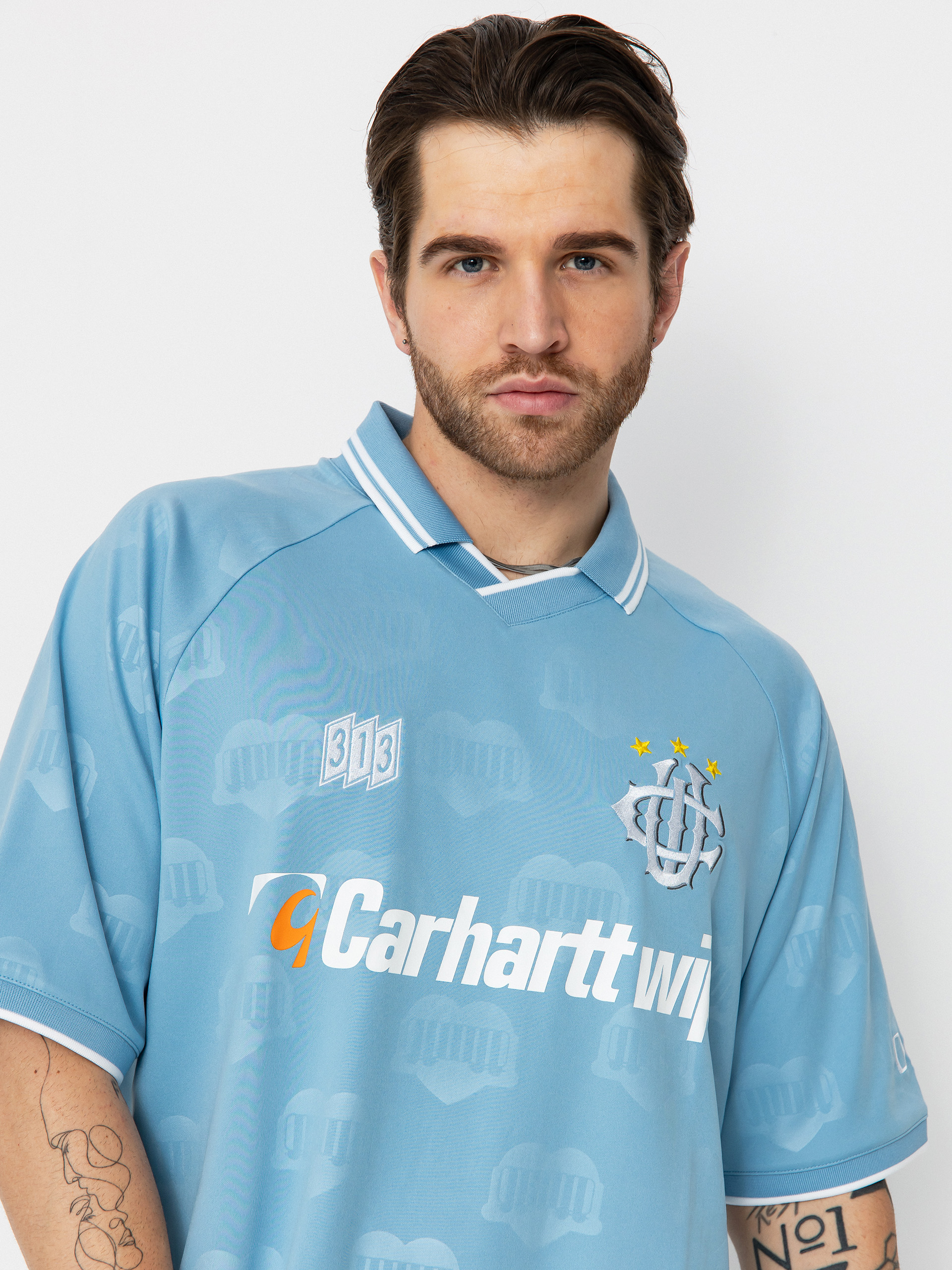 Carhartt WIP Hartts Football T-Shirt (heart train jacquard/bluebird)