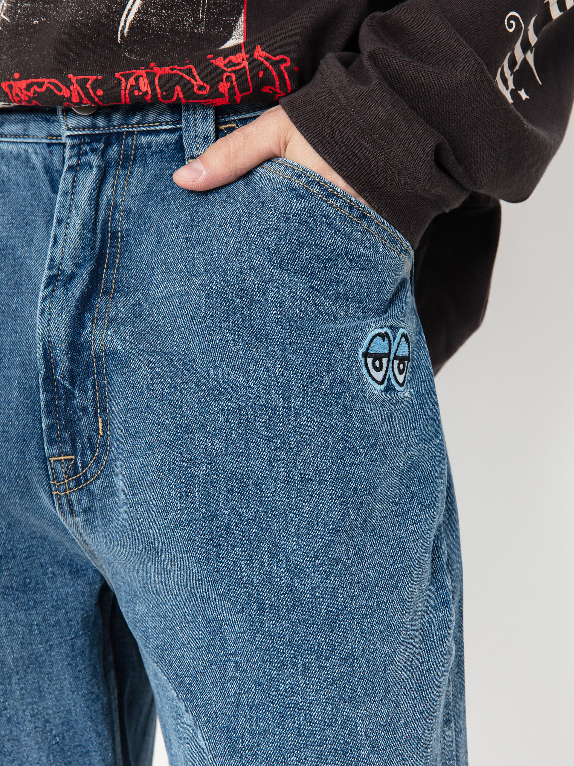 Krooked Pants Eyes Denim Twill Pant (med stone wash)