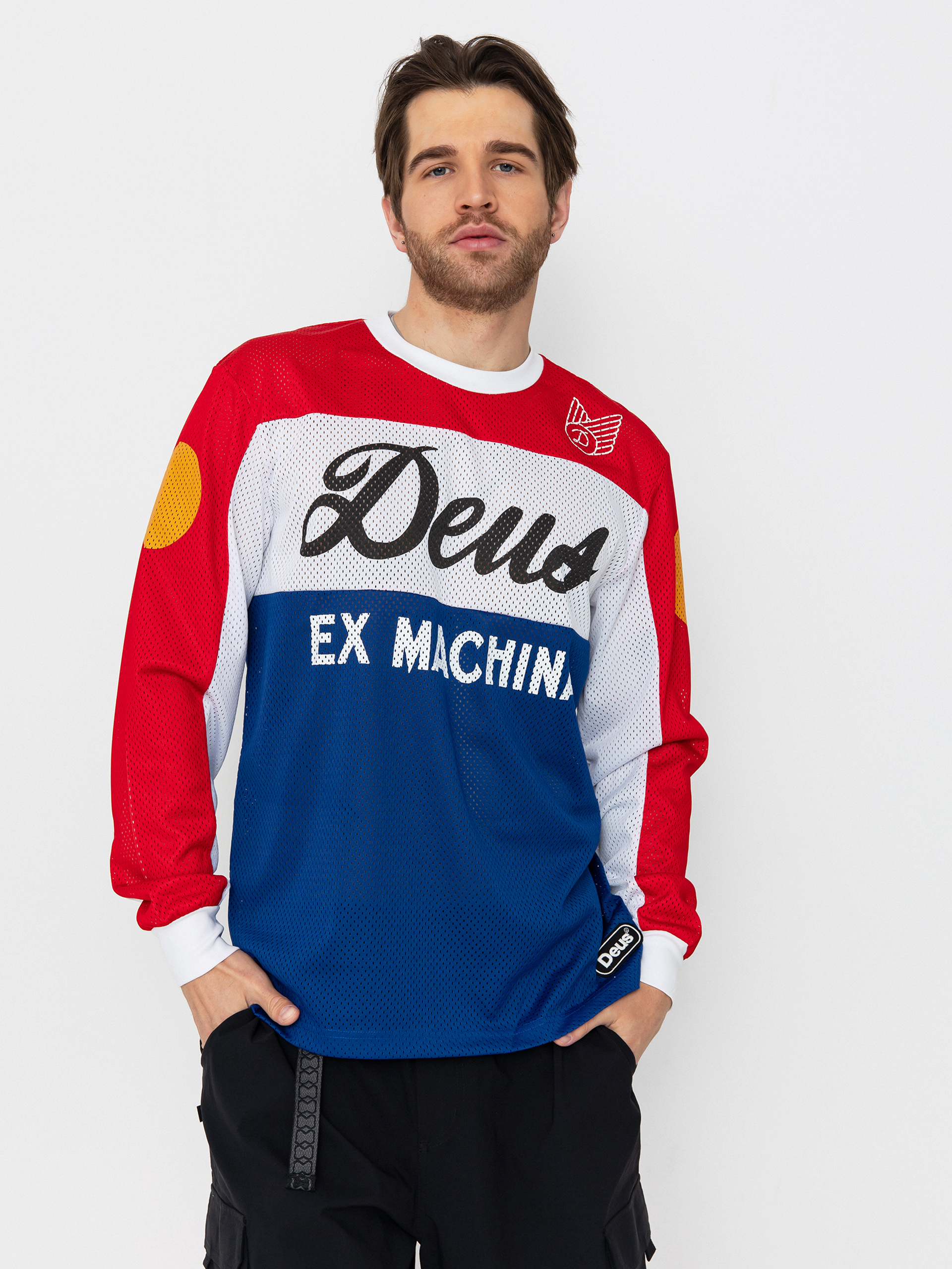 Deus Ex Machina Longsleeve Saber Moto Jersey - blue (tri colour)
