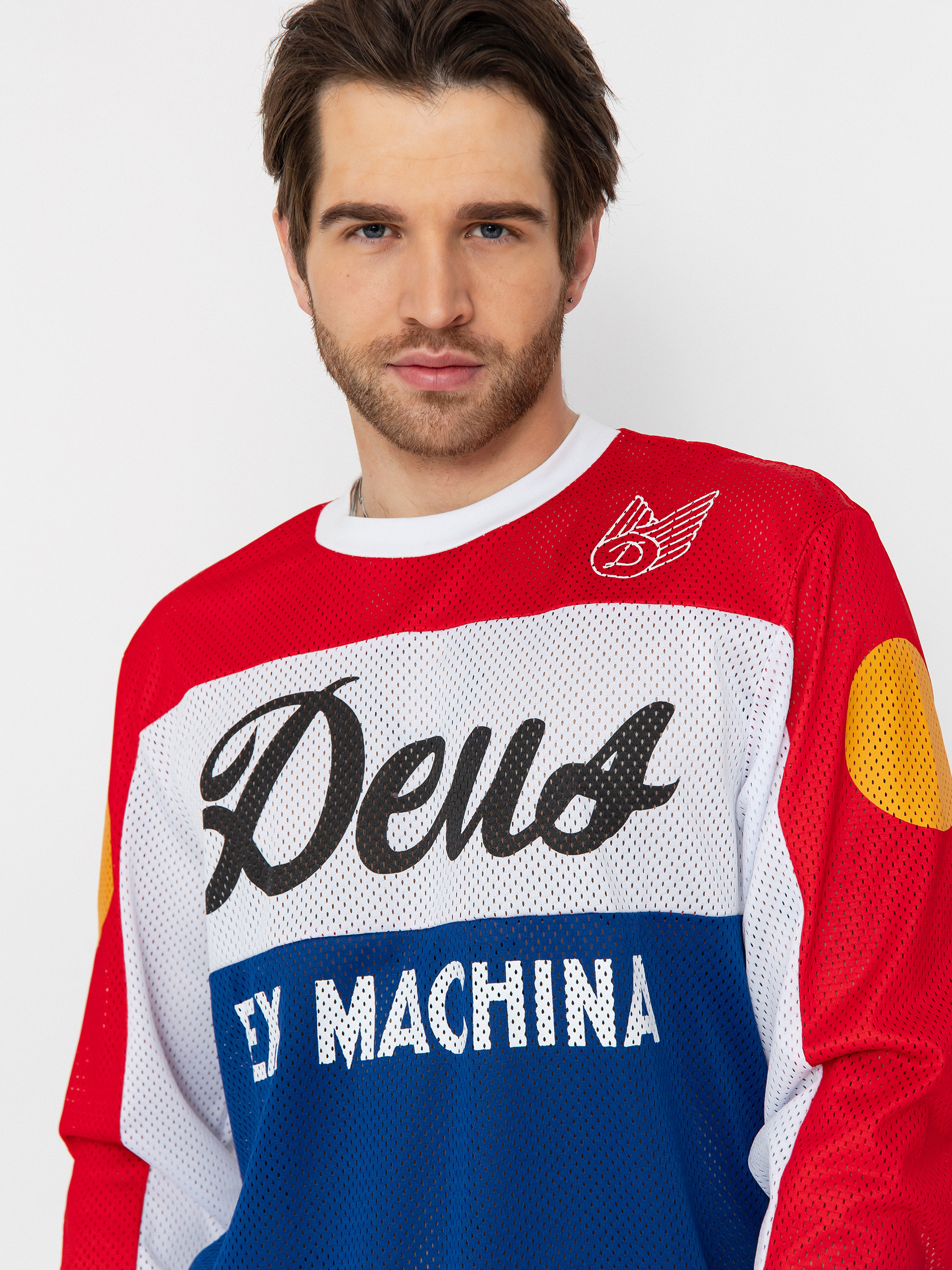 Deus Ex Machina Longsleeve Saber Moto Jersey - blue (tri colour)
