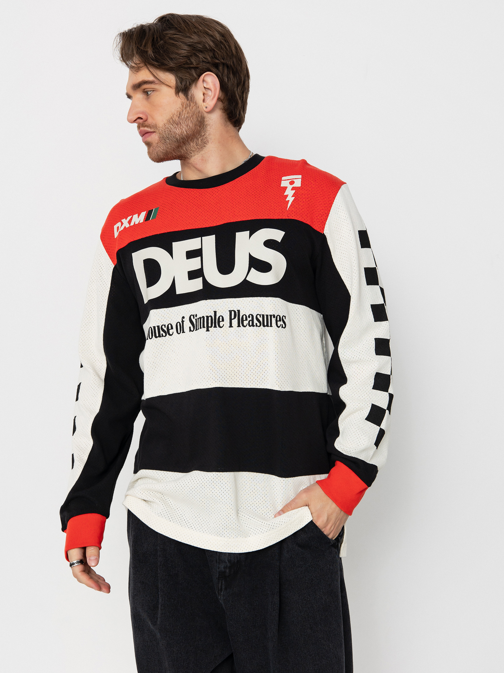 Deus Ex Machina T-Shirt Vilander Moto Jersey (valiant red combo)