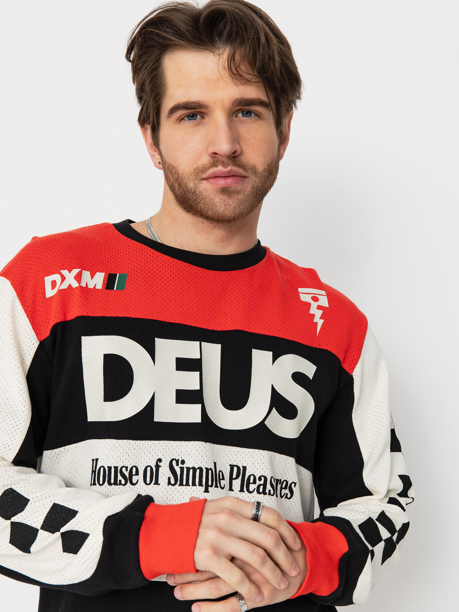 Deus Ex Machina T-Shirt Vilander Moto Jersey (valiant red combo)