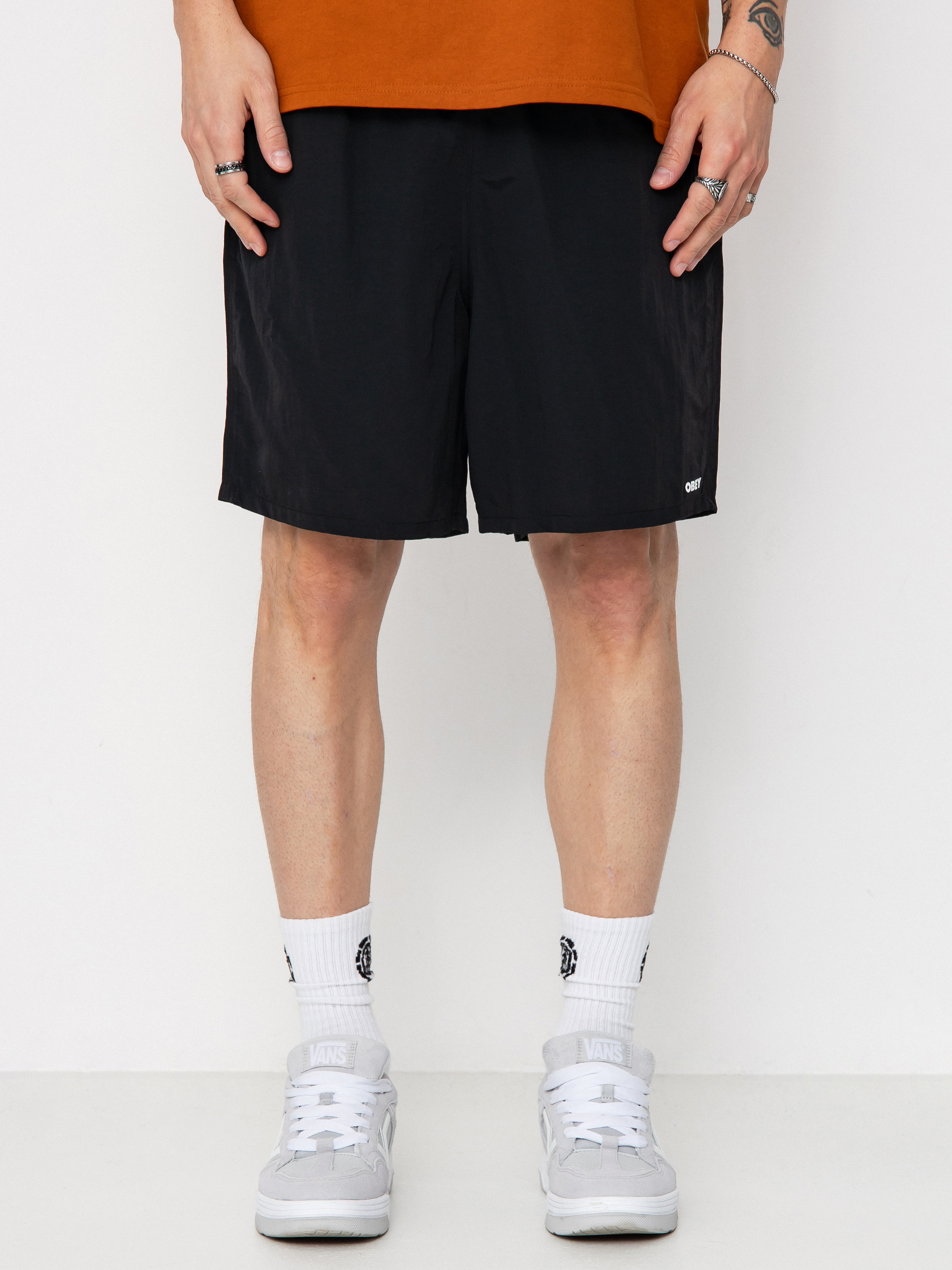 パンツ everyone easy nylon shorts (BLACK) OBEY Easy Bold Nylon Shorts - black (black)