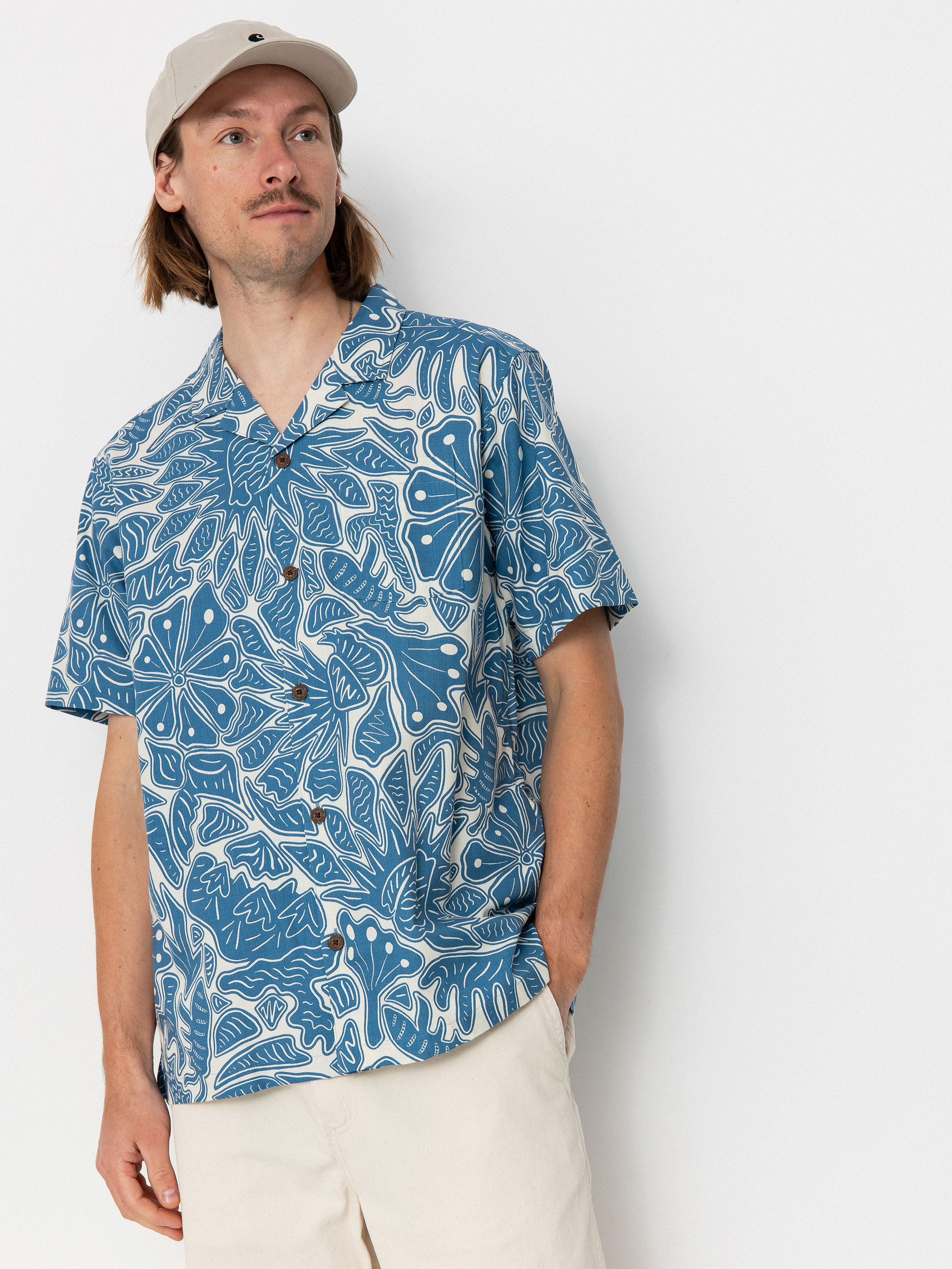 Patagonia Tidal Threads Camp Shirt (bees and flowers/still blue)