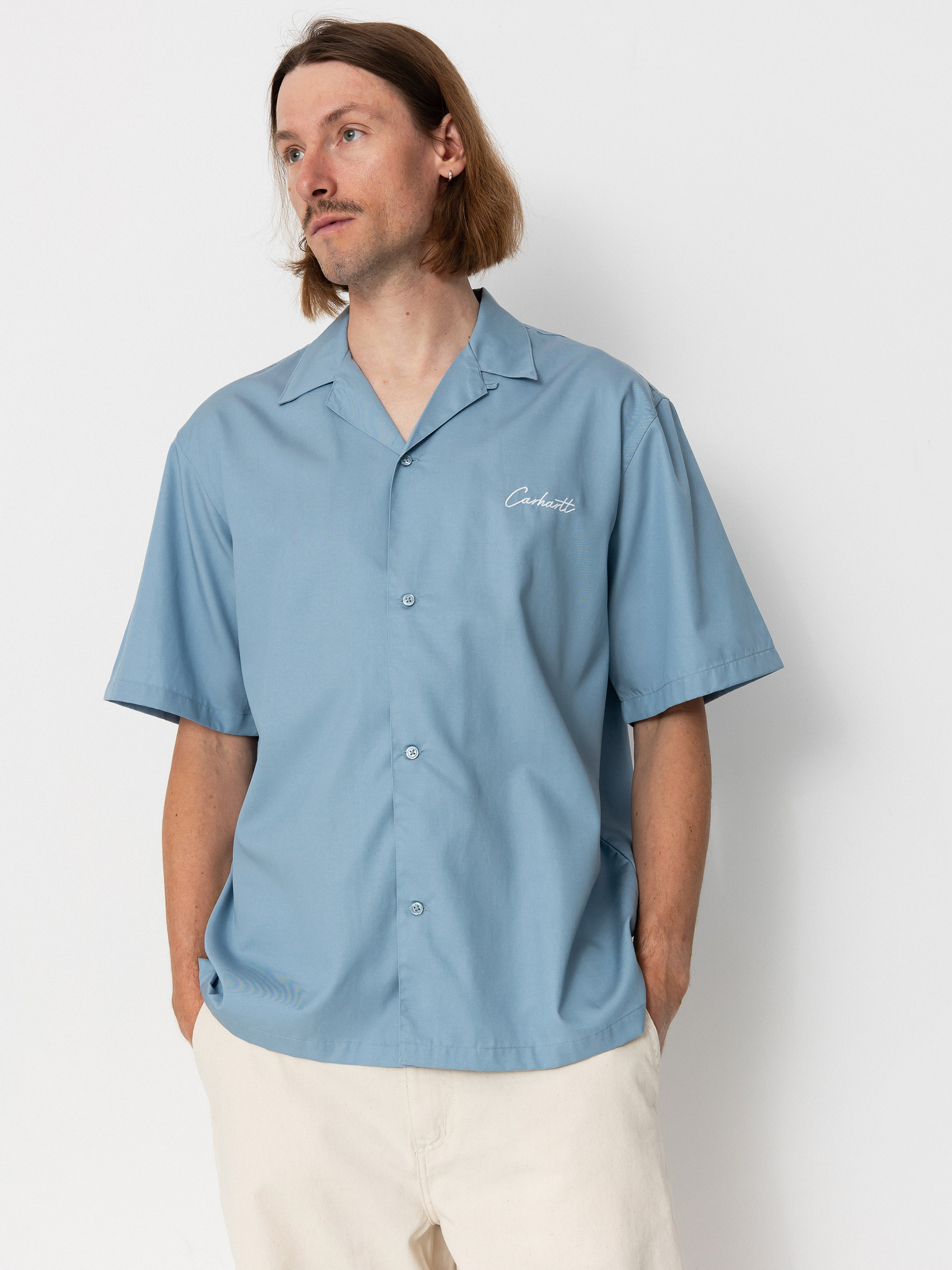 Carhartt WIP Delray Shirt (frosted blue/white)
