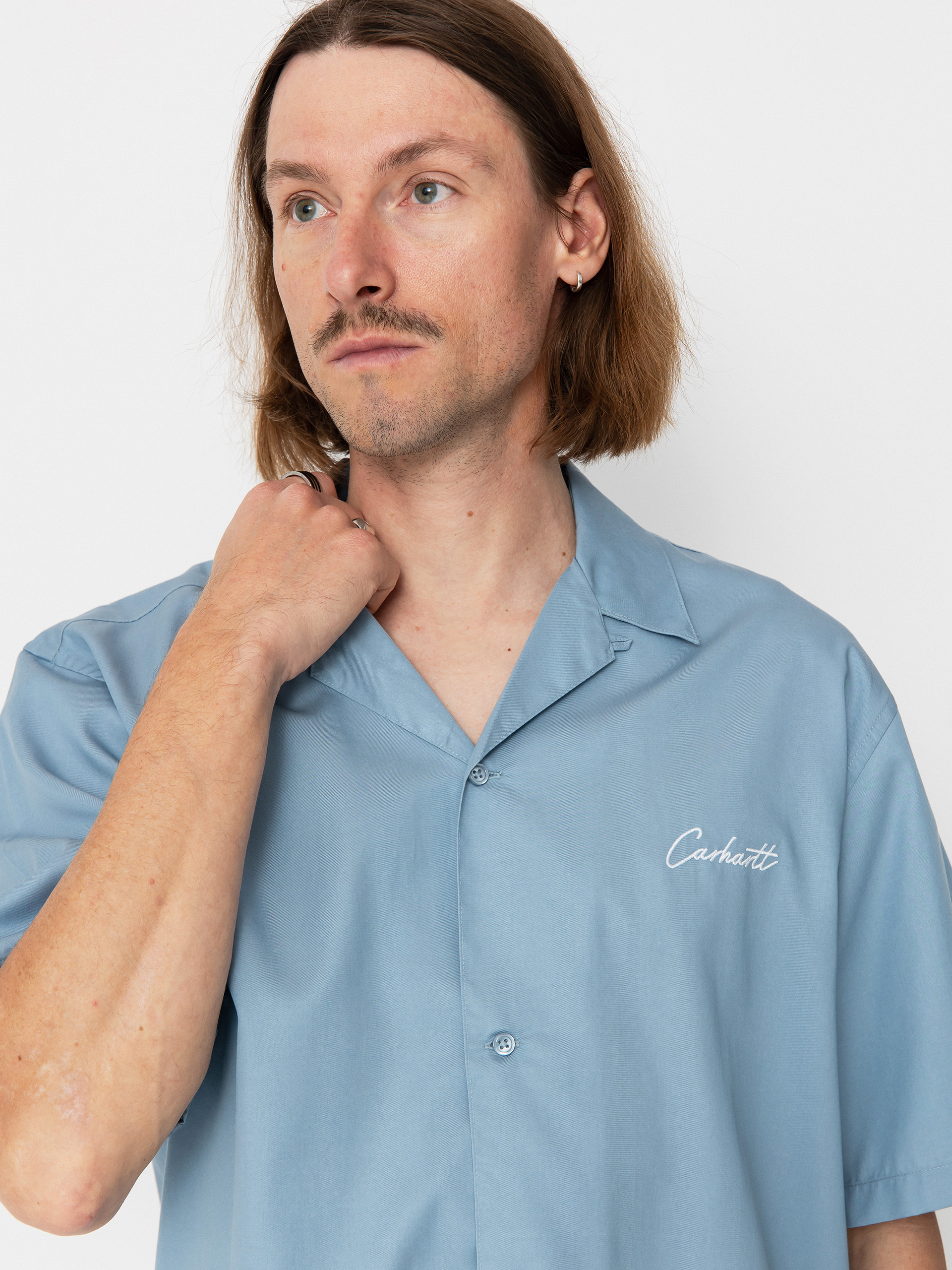 Carhartt WIP Delray Shirt (frosted blue/white)