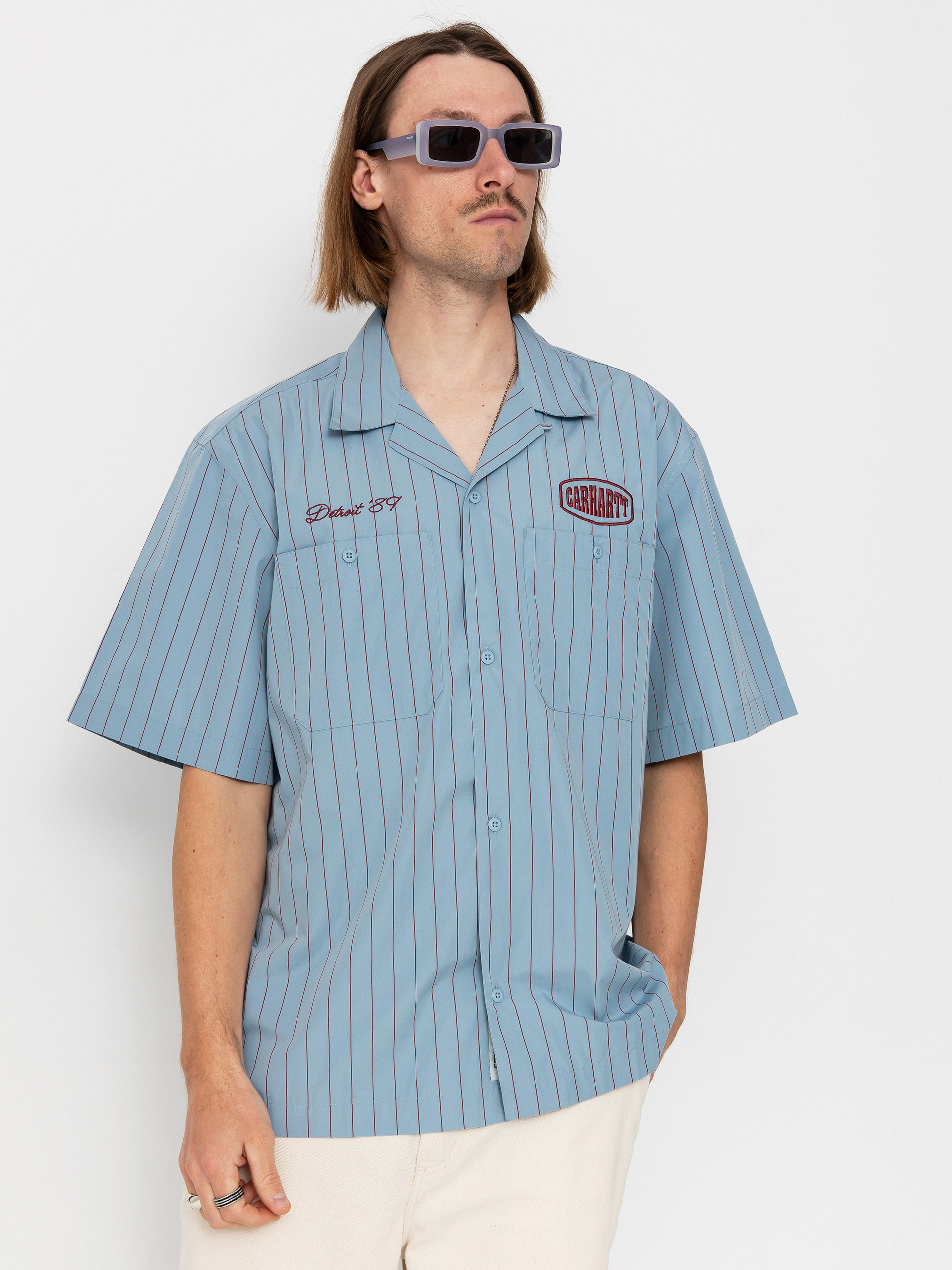 Carhartt WIP Hendry Hemd (seaton stripe/frosted blue/mulberry)