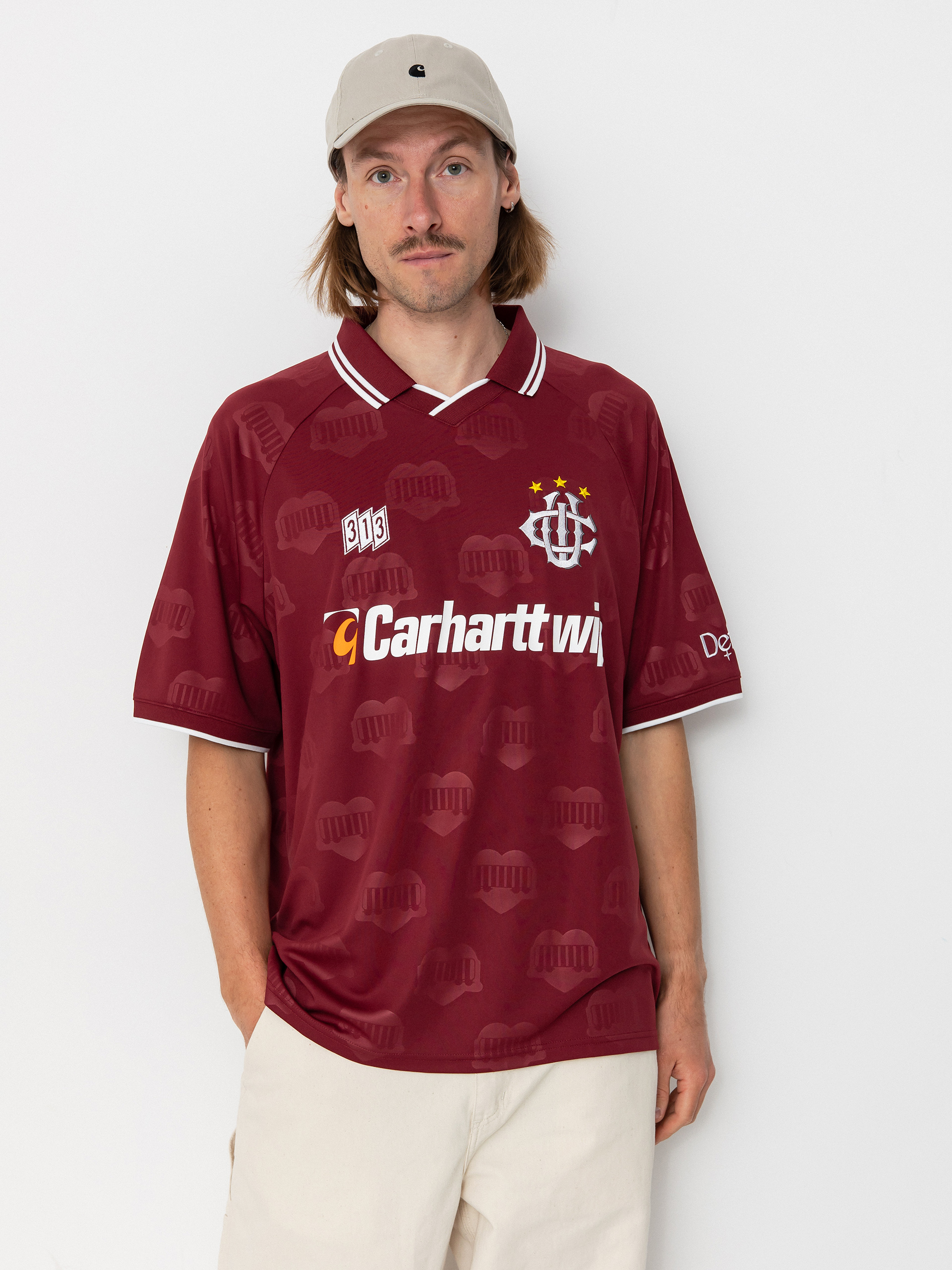 Carhartt WIP Hartts Football T-Shirt (heart train jacquard/mulberry)