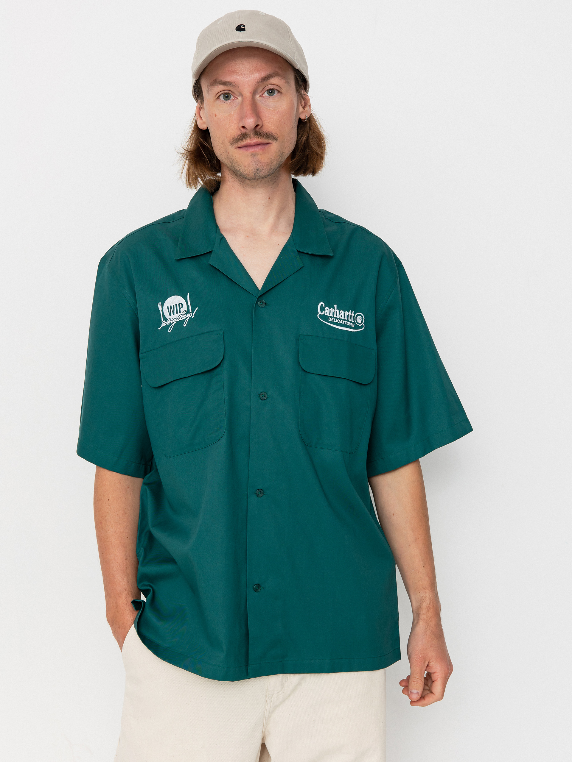 Carhartt WIP Hemd Deli (rainforest/white)